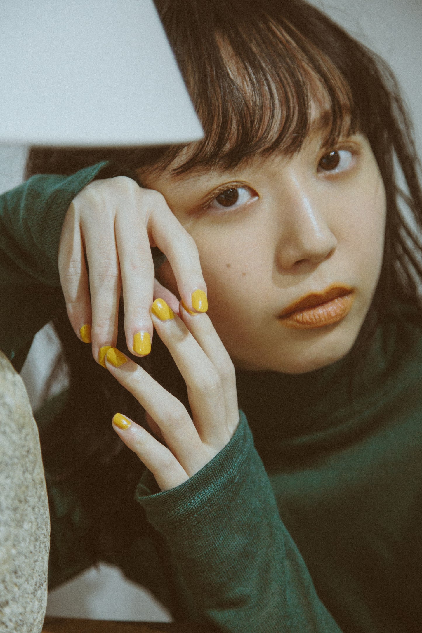 Sheer turtleneck knit&sewn Green
