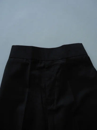 Wool rich center press pants <Black>