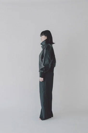 Wool rich center press pants <Black>