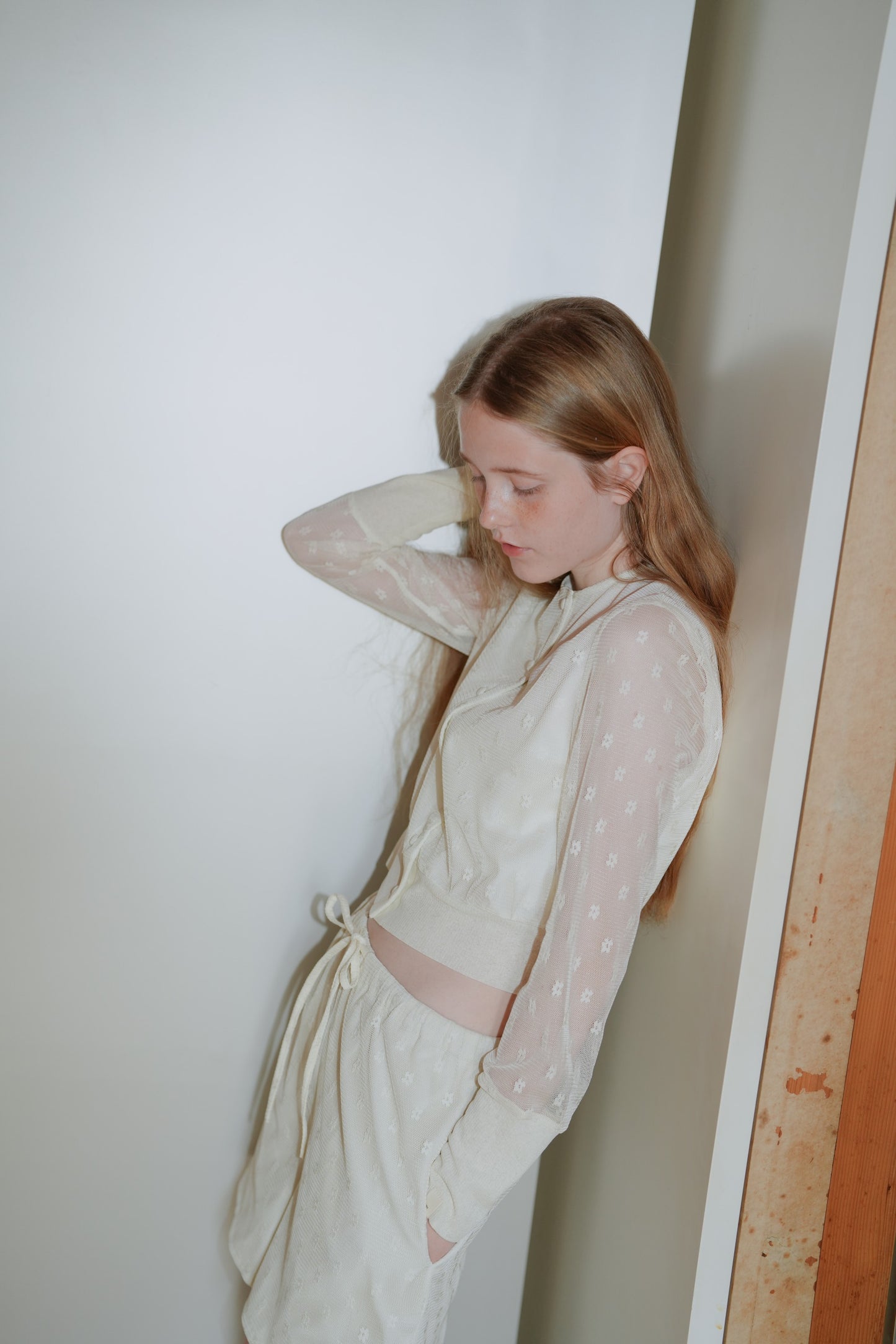 Flower tulle cardigan / White