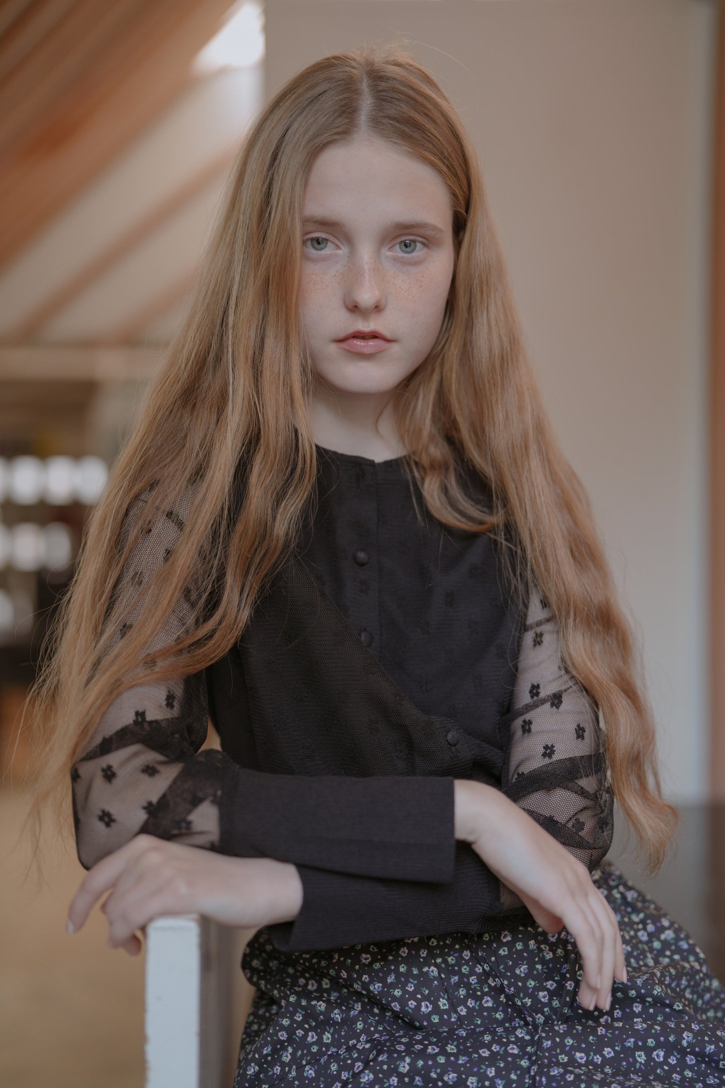 Flower tulle cardigan / Black