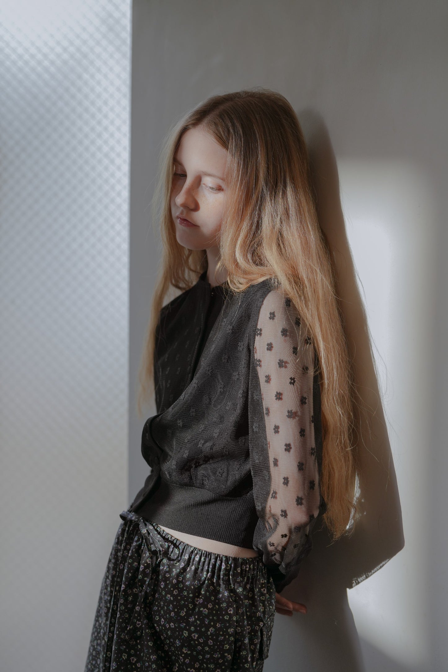 Flower tulle cardigan / Black