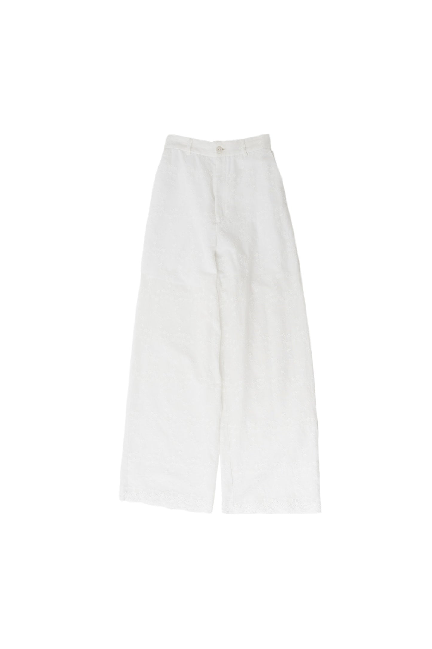 Scallop lace pants / White