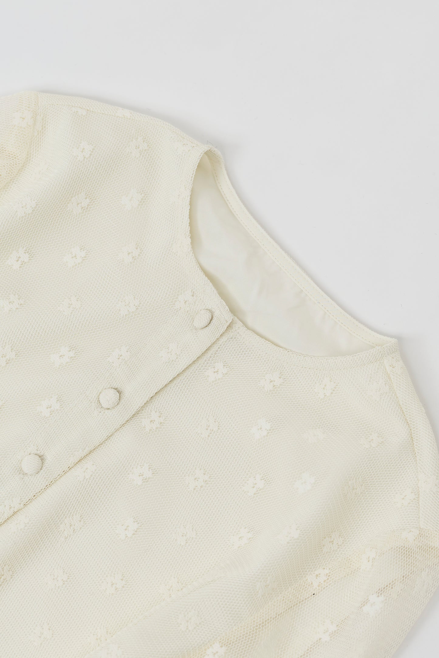 Flower tulle cardigan / White