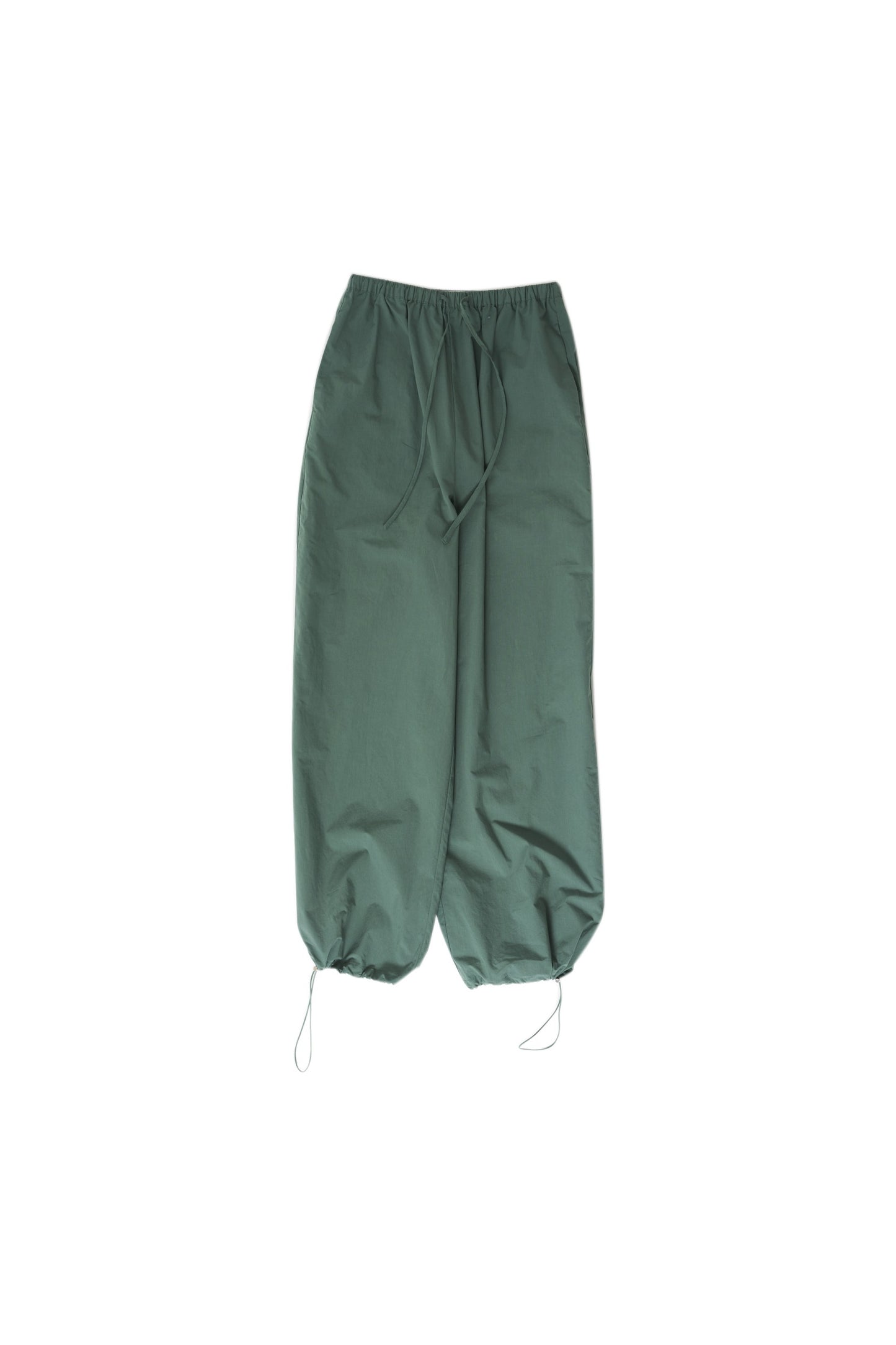 Drawstring parachute cotton pants / Sage