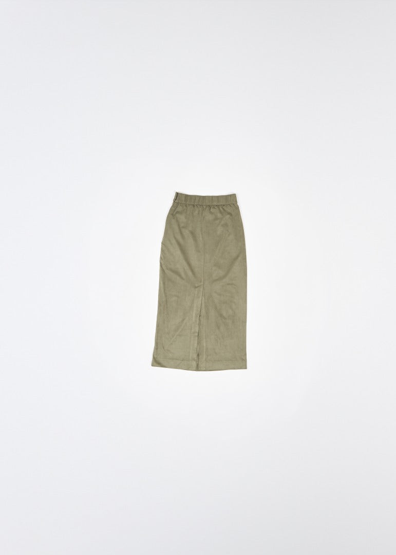 long suede skirt / moss