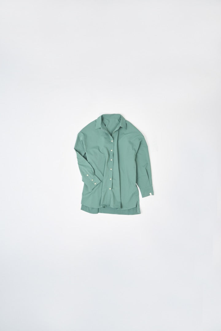 peach skin shirt / green