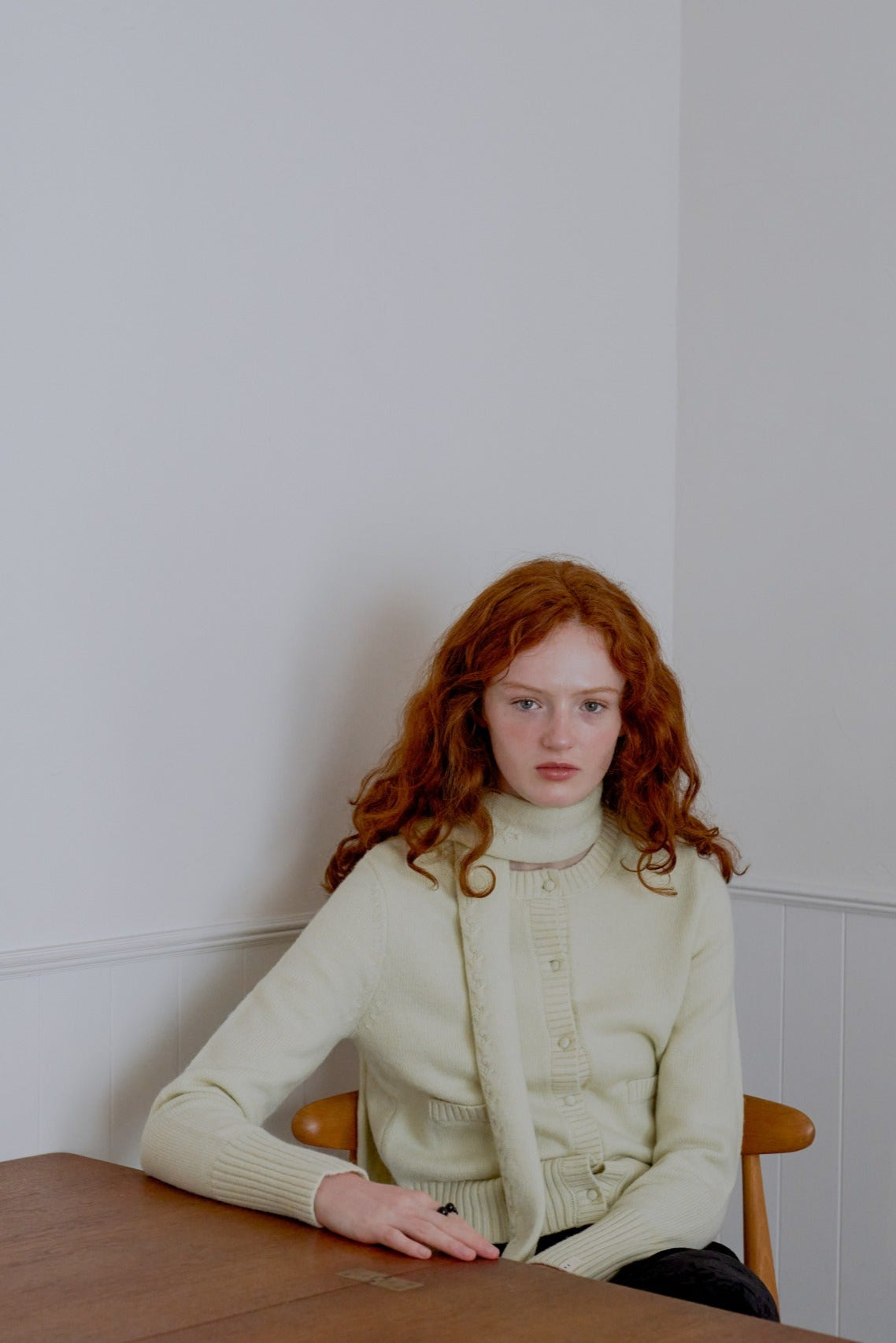knit pocket cardigan / lime
