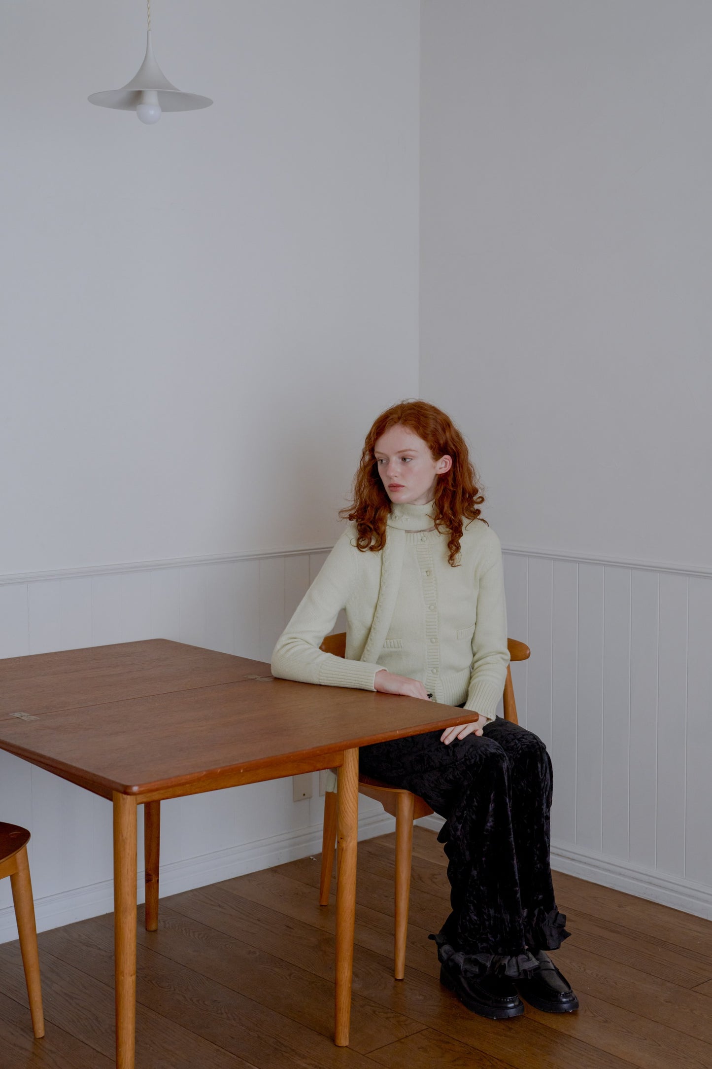 knit pocket cardigan / lime
