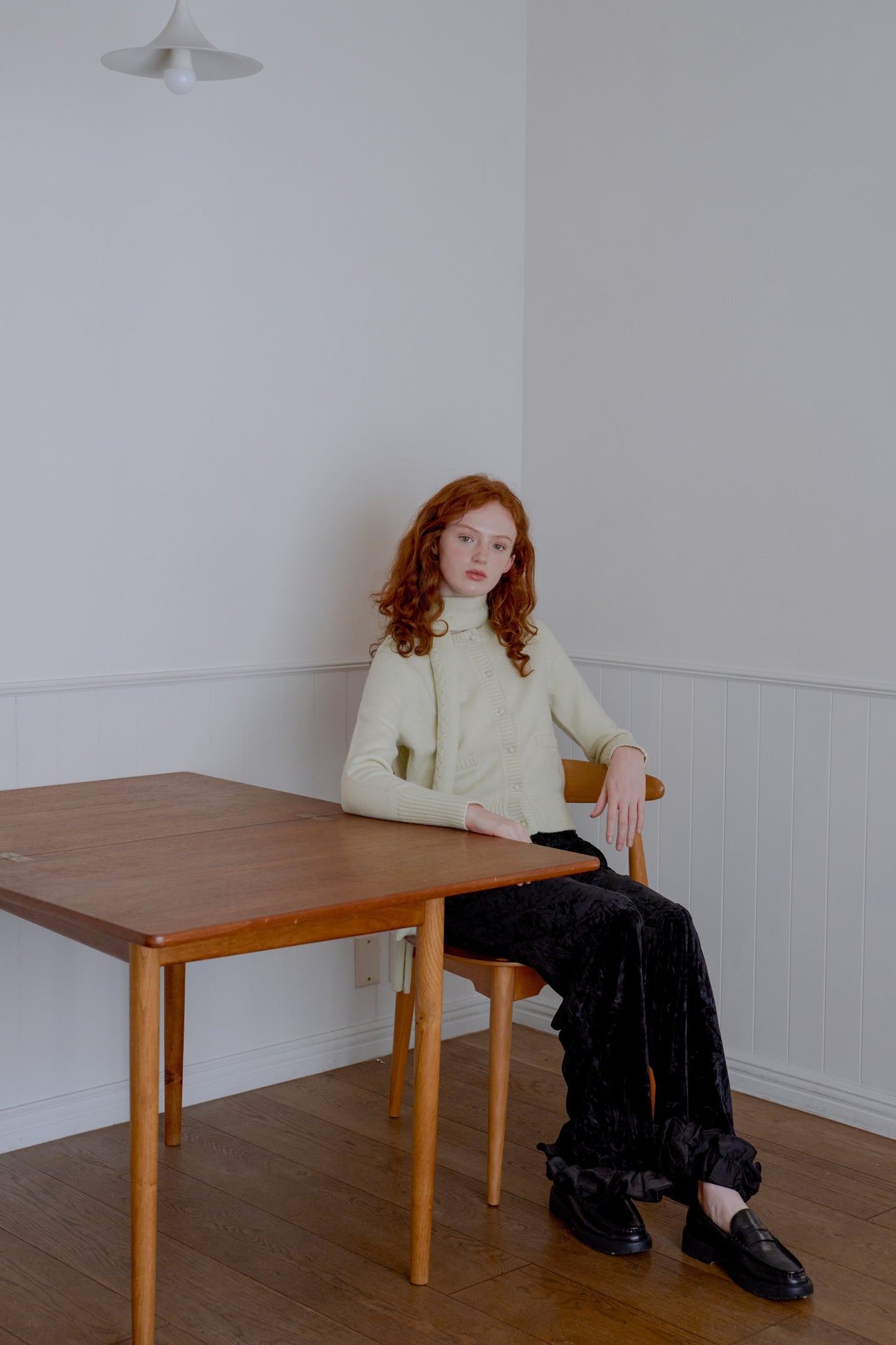 knit pocket cardigan / lime