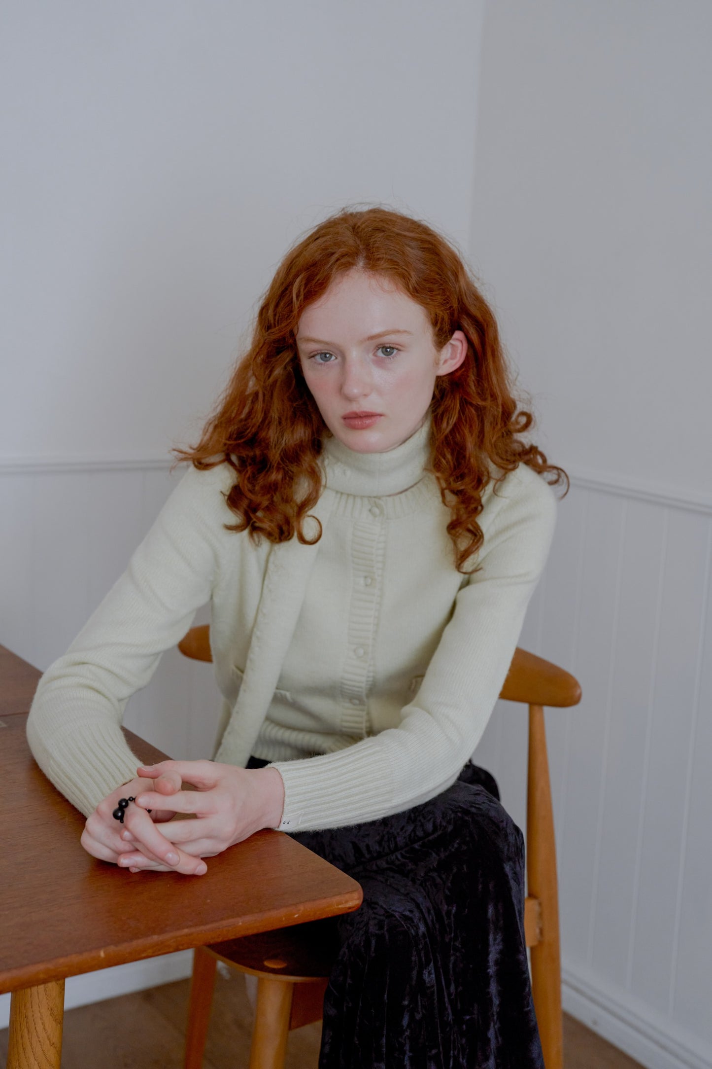 knit pocket cardigan / lime