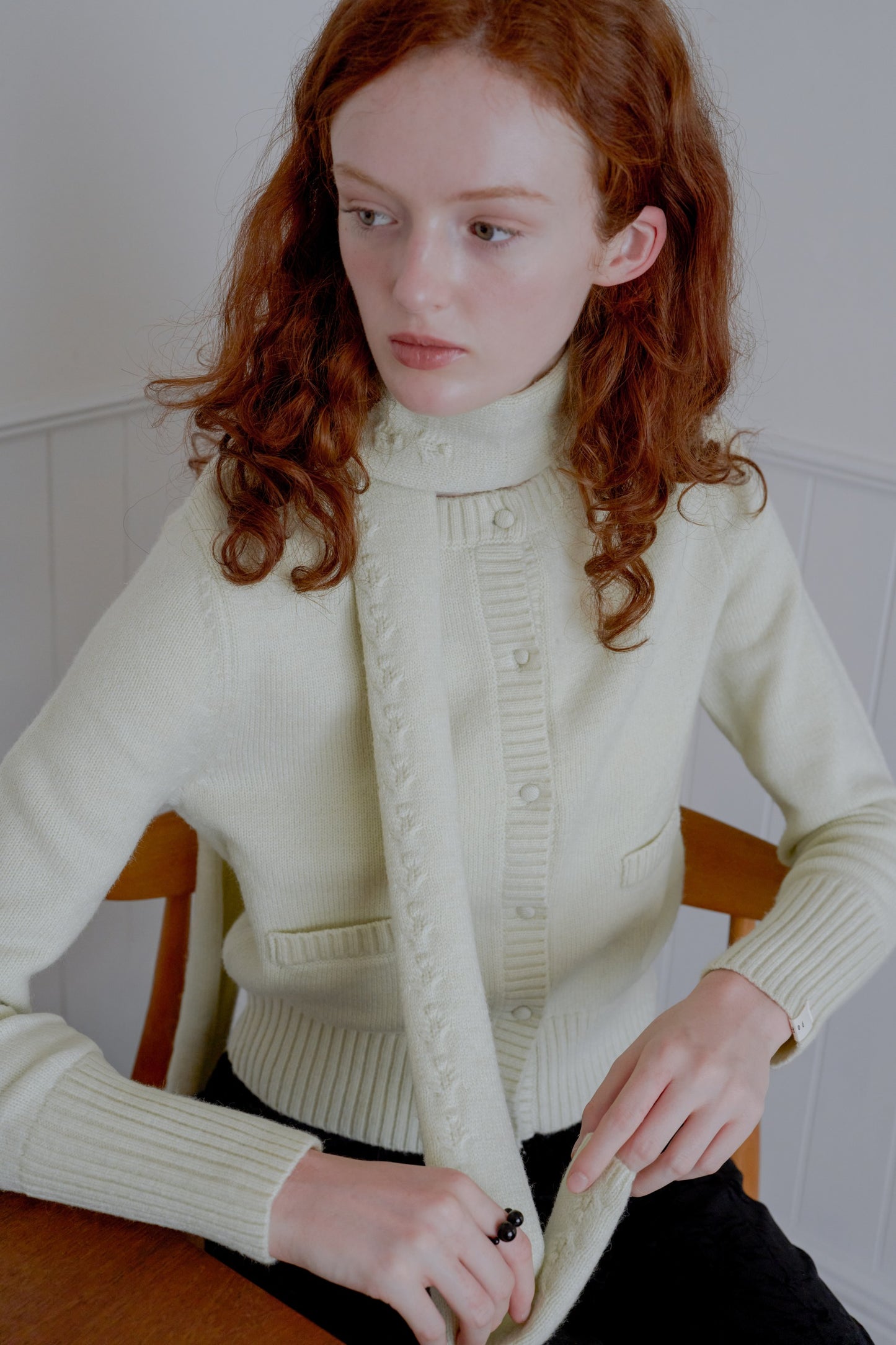 knit pocket cardigan / lime