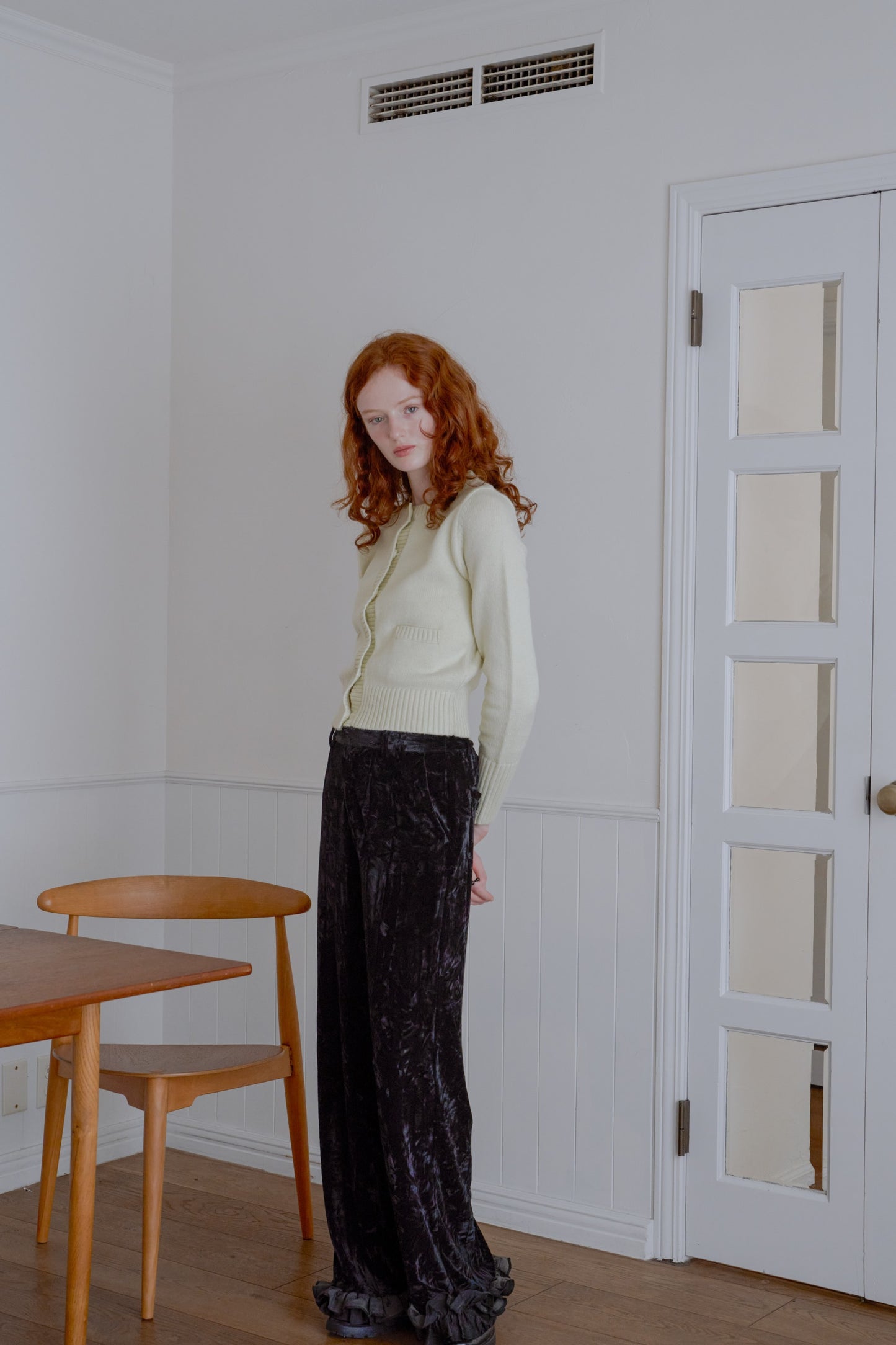 knit pocket cardigan / lime