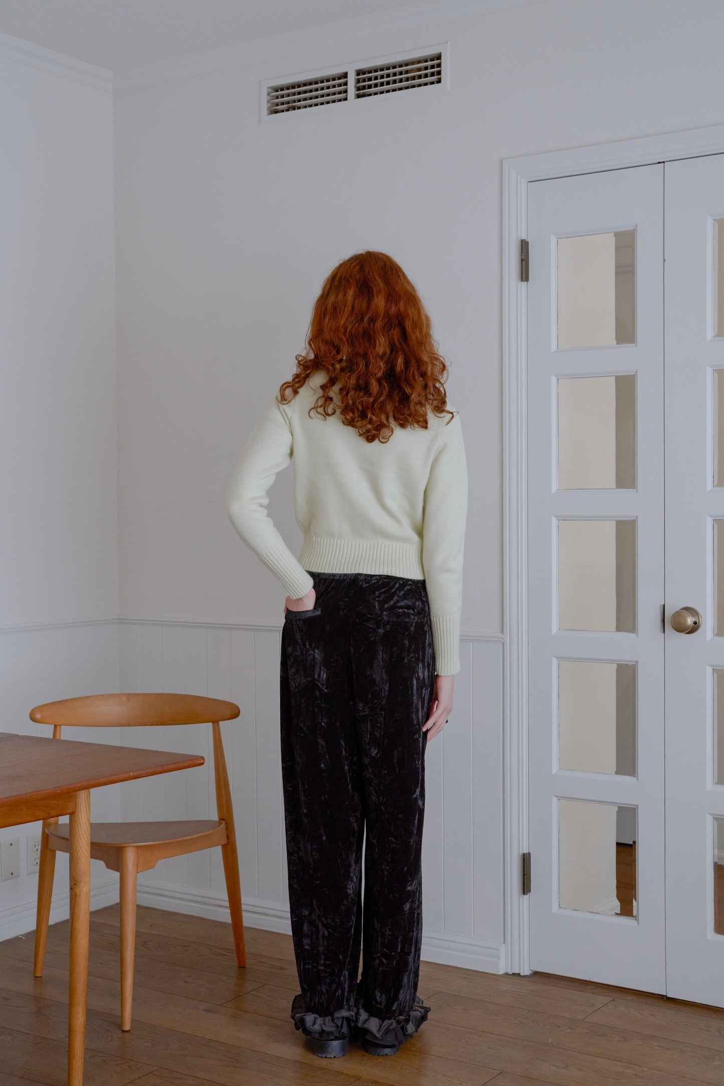 knit pocket cardigan / lime