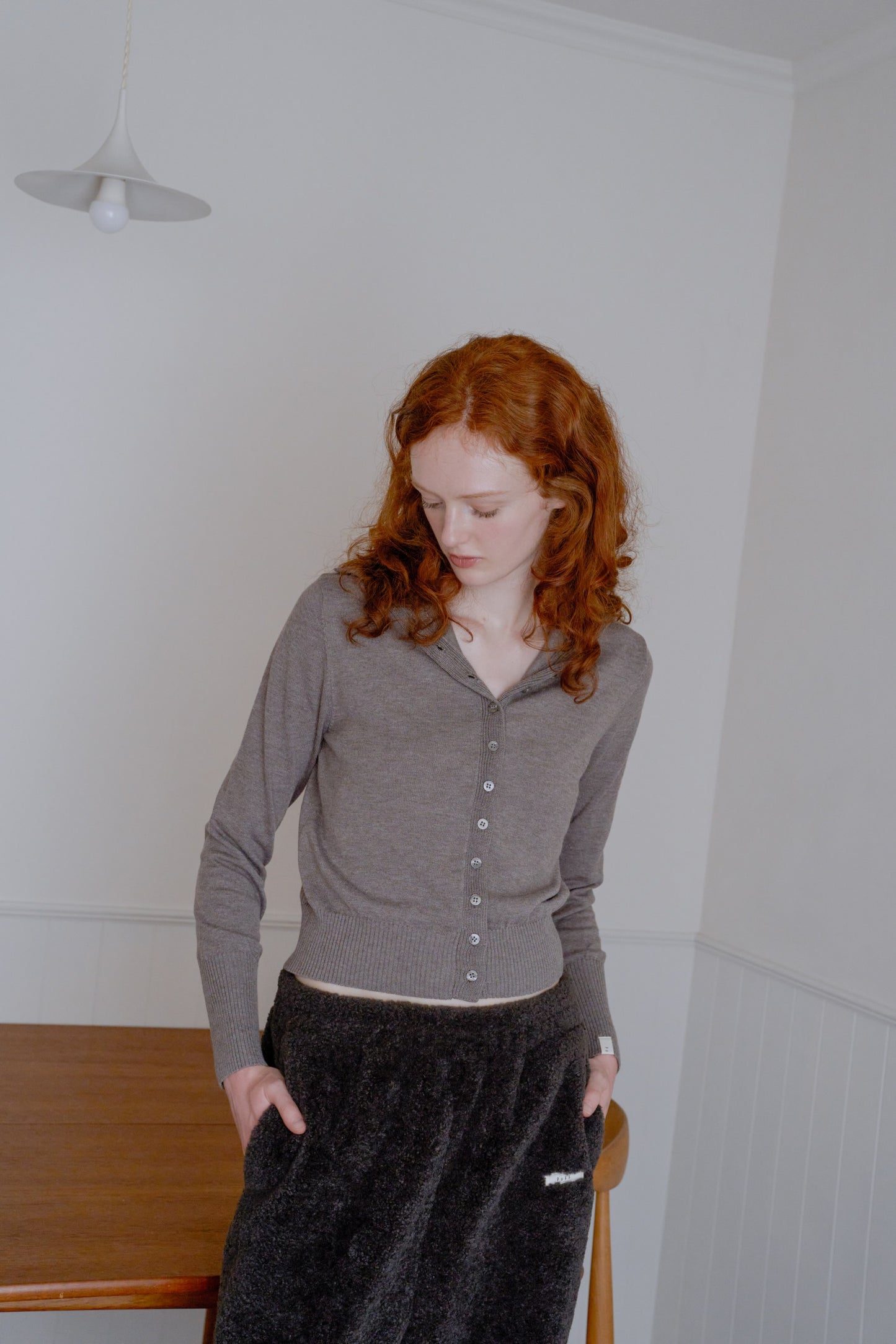 2way high neck cardigan / cocoa