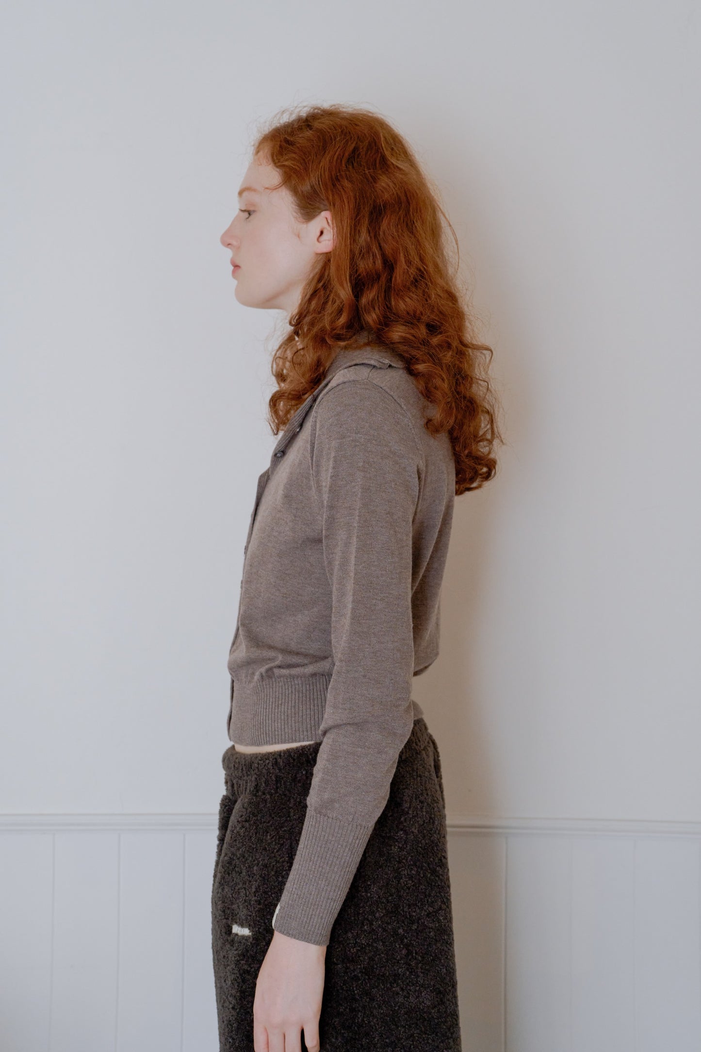 2way high neck cardigan / cocoa