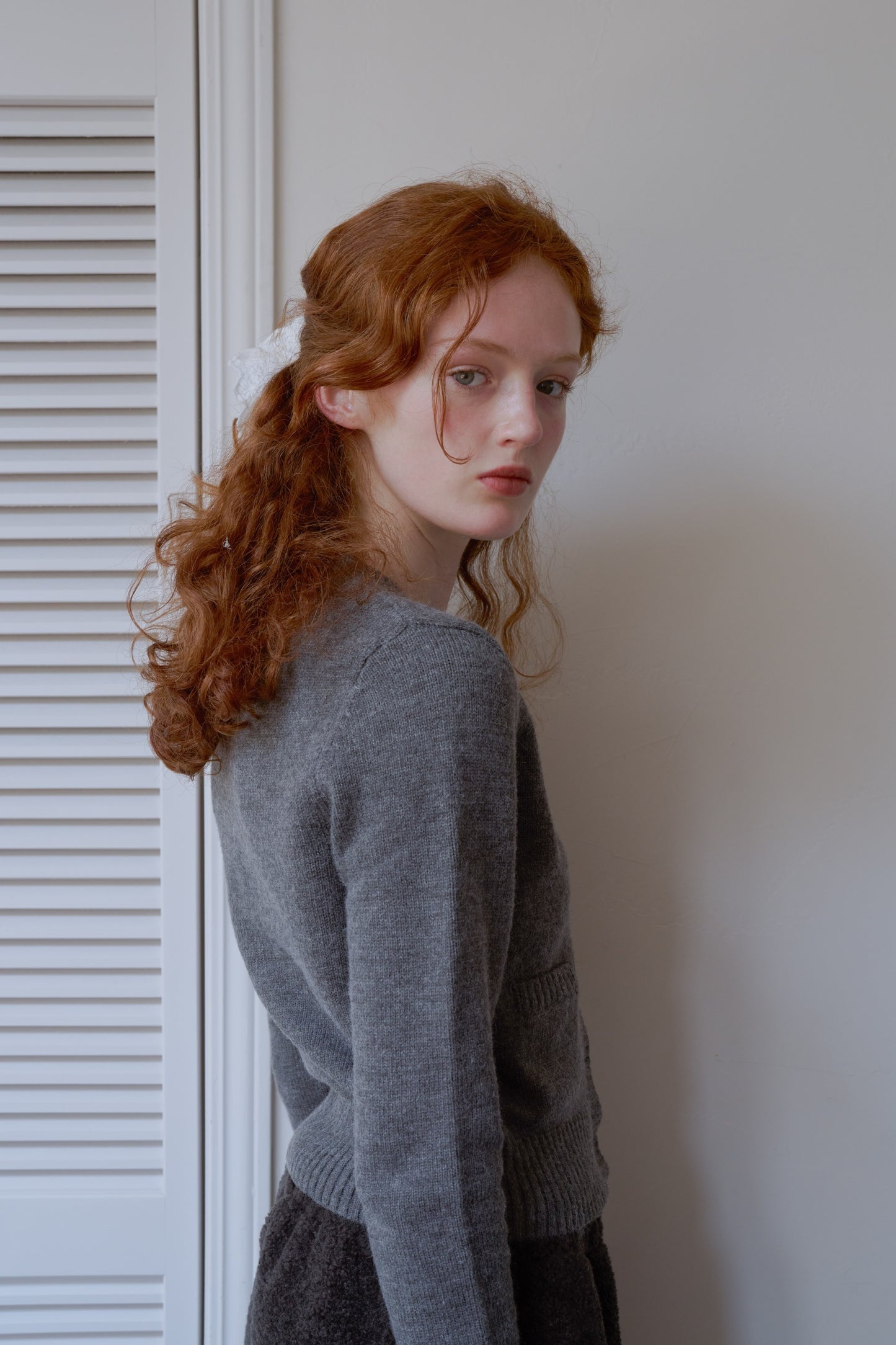 knit pocket cardigan / heather