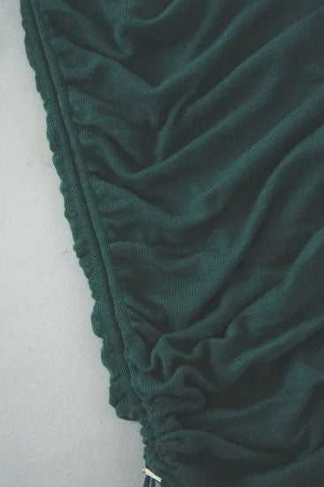 Drawstring knit long dress <Beige>