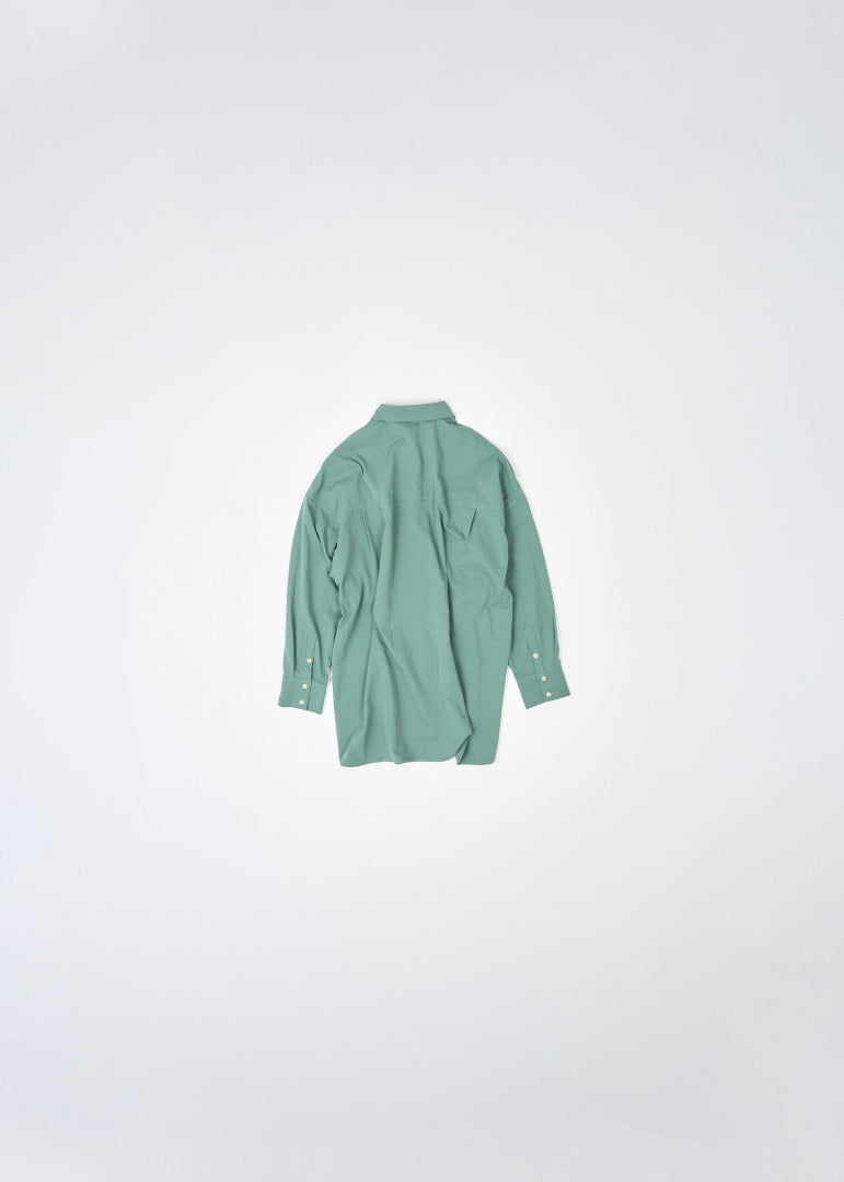 peach skin shirt / green