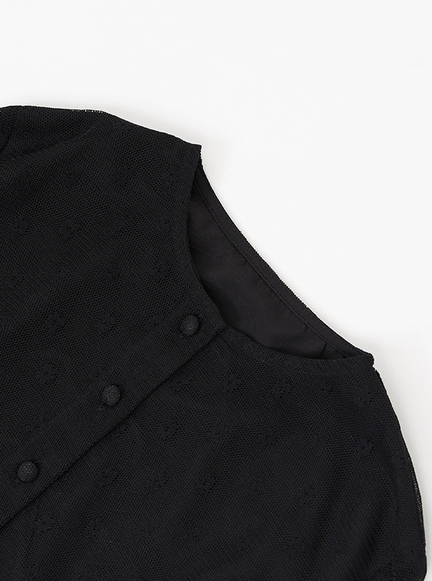 Flower tulle cardigan / Black