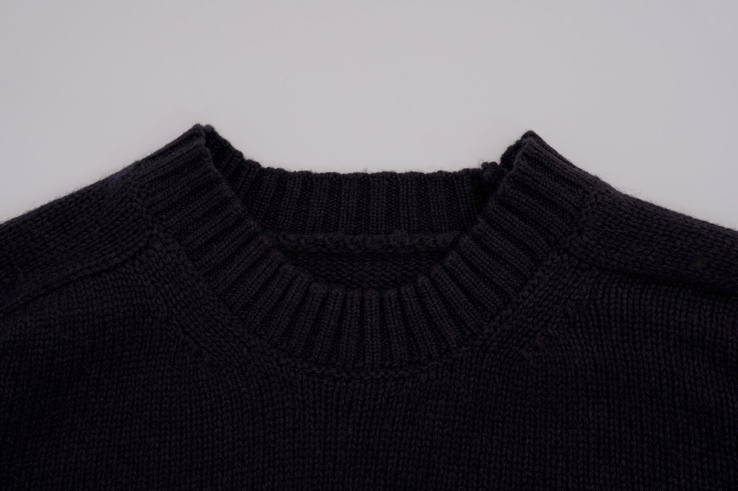 Leather Patch Knit Pullove / navy