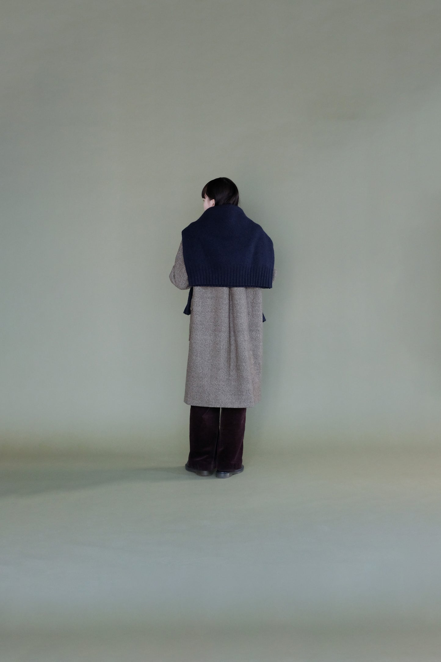 Mix wool soutien collar coat / nougat