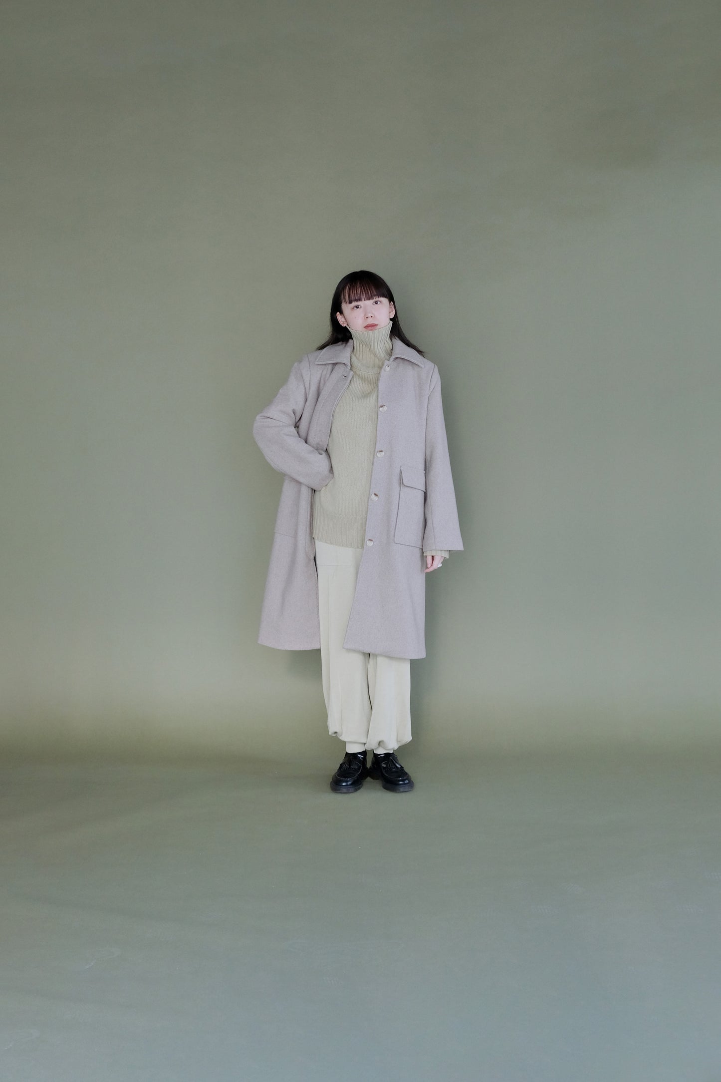 Mix wool soutien collar coat / cinnamon