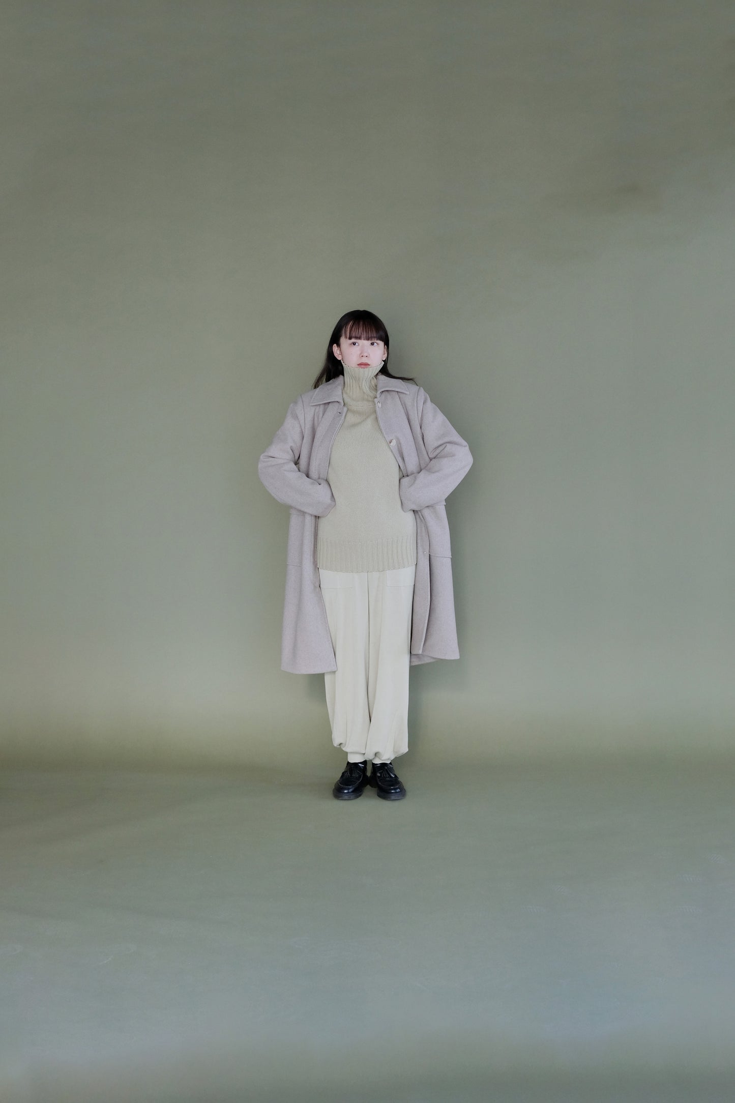 Mix wool soutien collar coat / cinnamon
