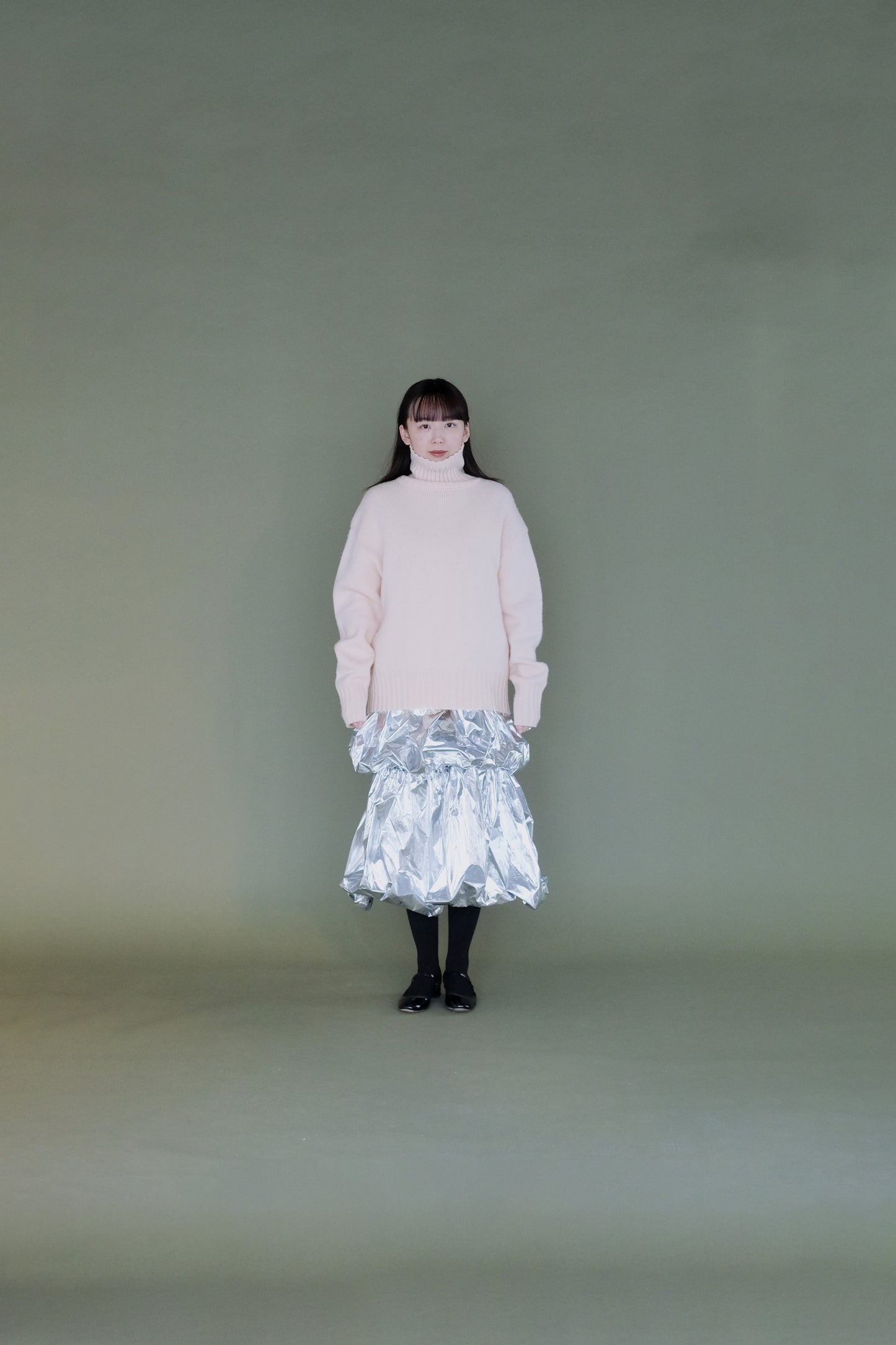 Wool soft high neck knit / peach