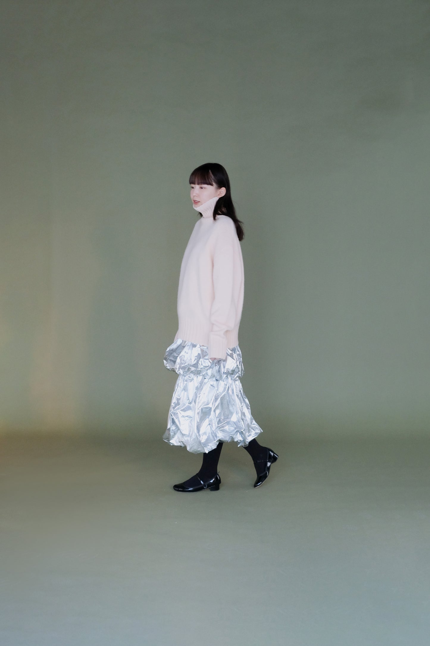 Wool soft high neck knit / peach