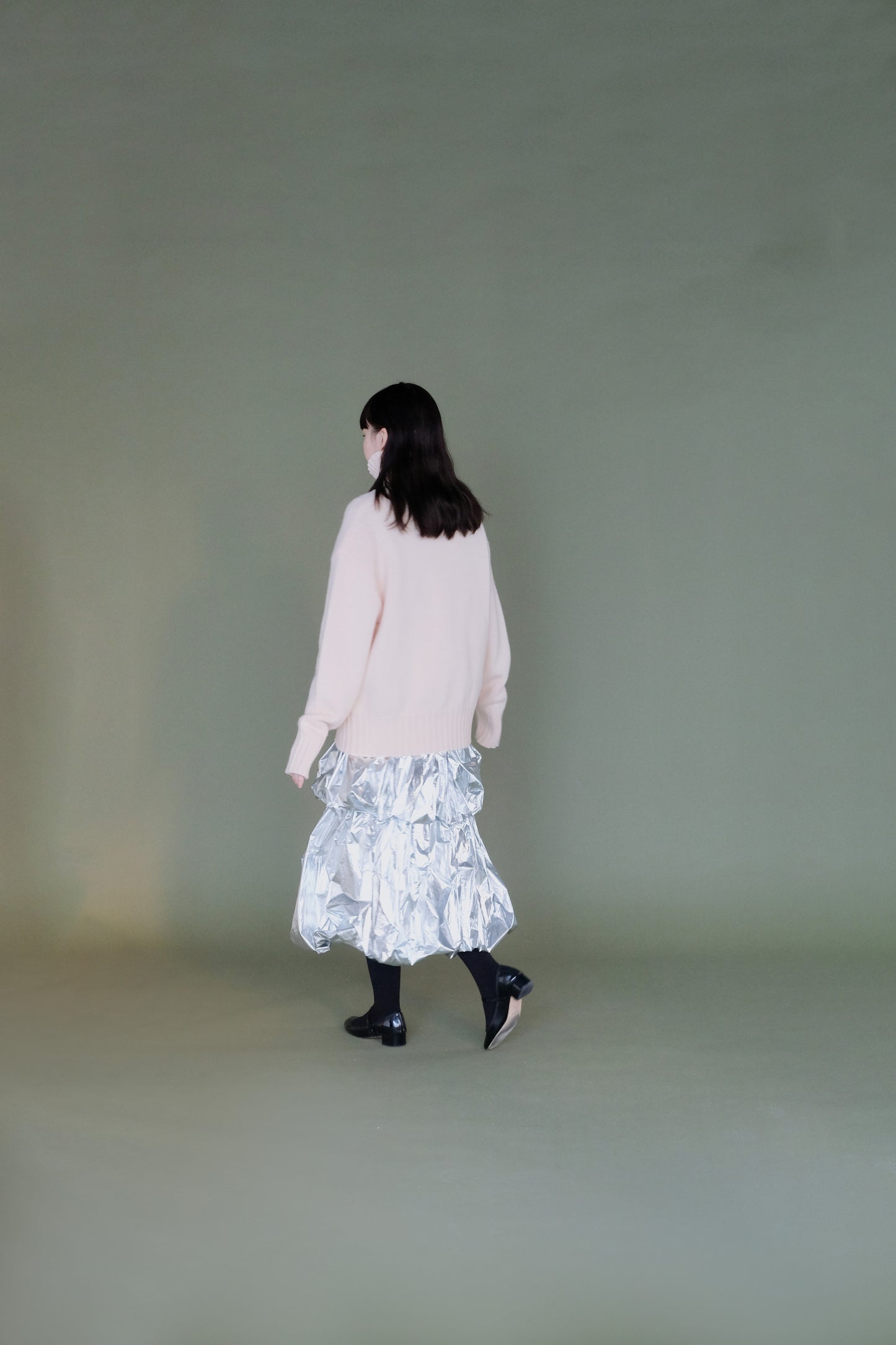 Wool soft high neck knit / peach