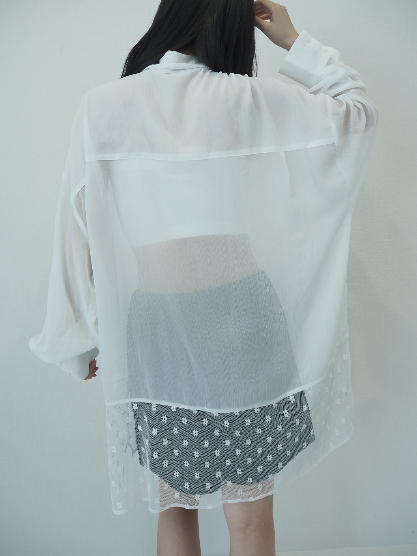 Willow&flower tulle shirt / White