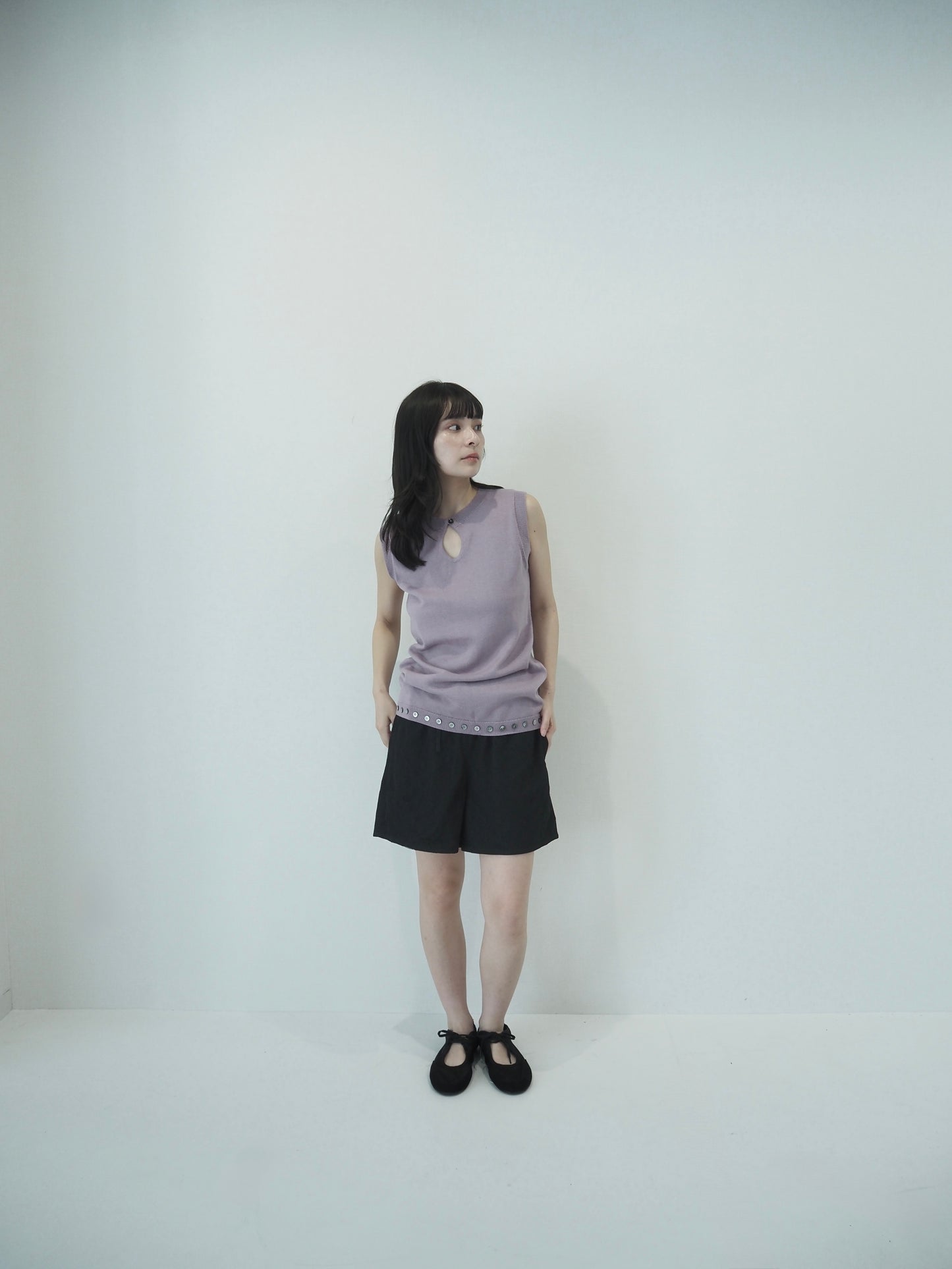Flower tulle culottes / Black