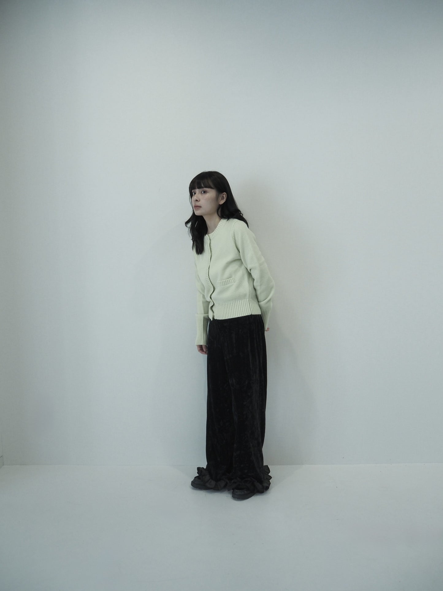 knit pocket cardigan / lime