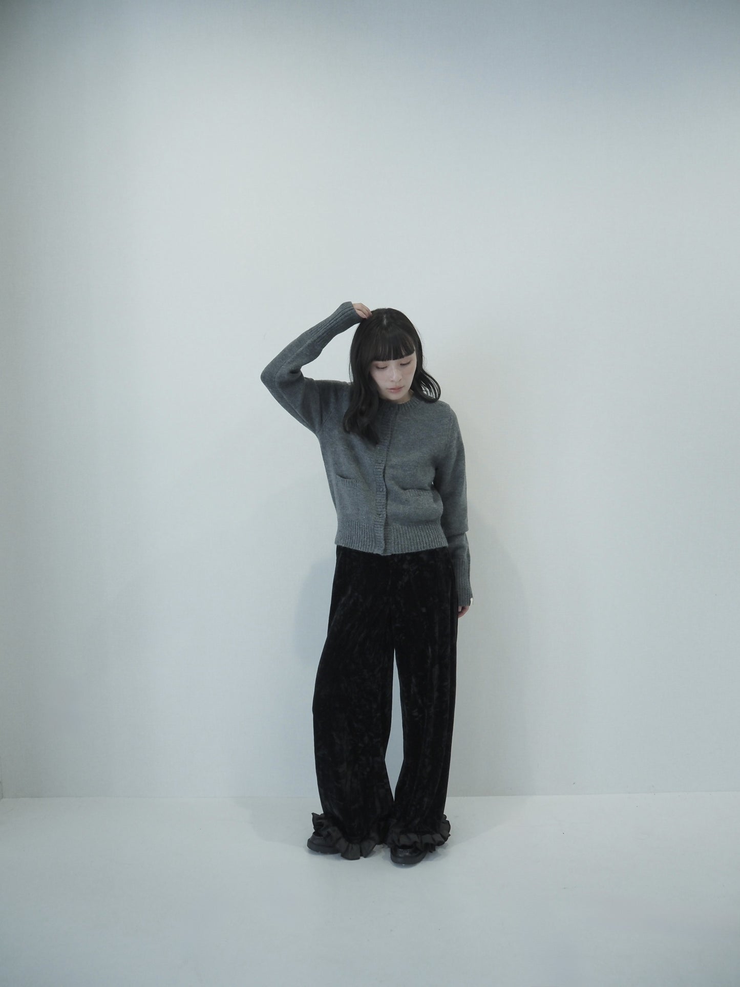 knit pocket cardigan / heather