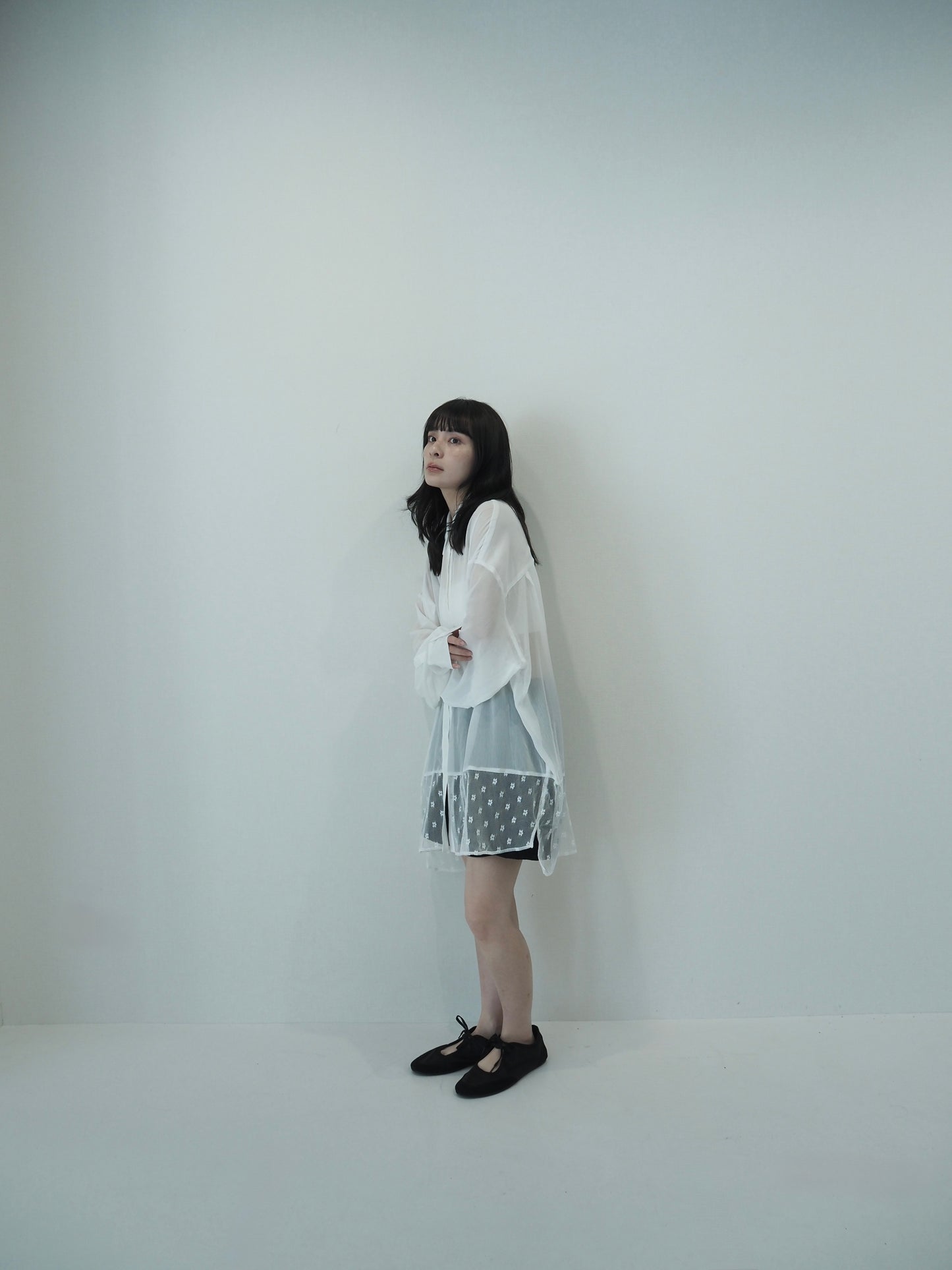 Willow&flower tulle shirt / White