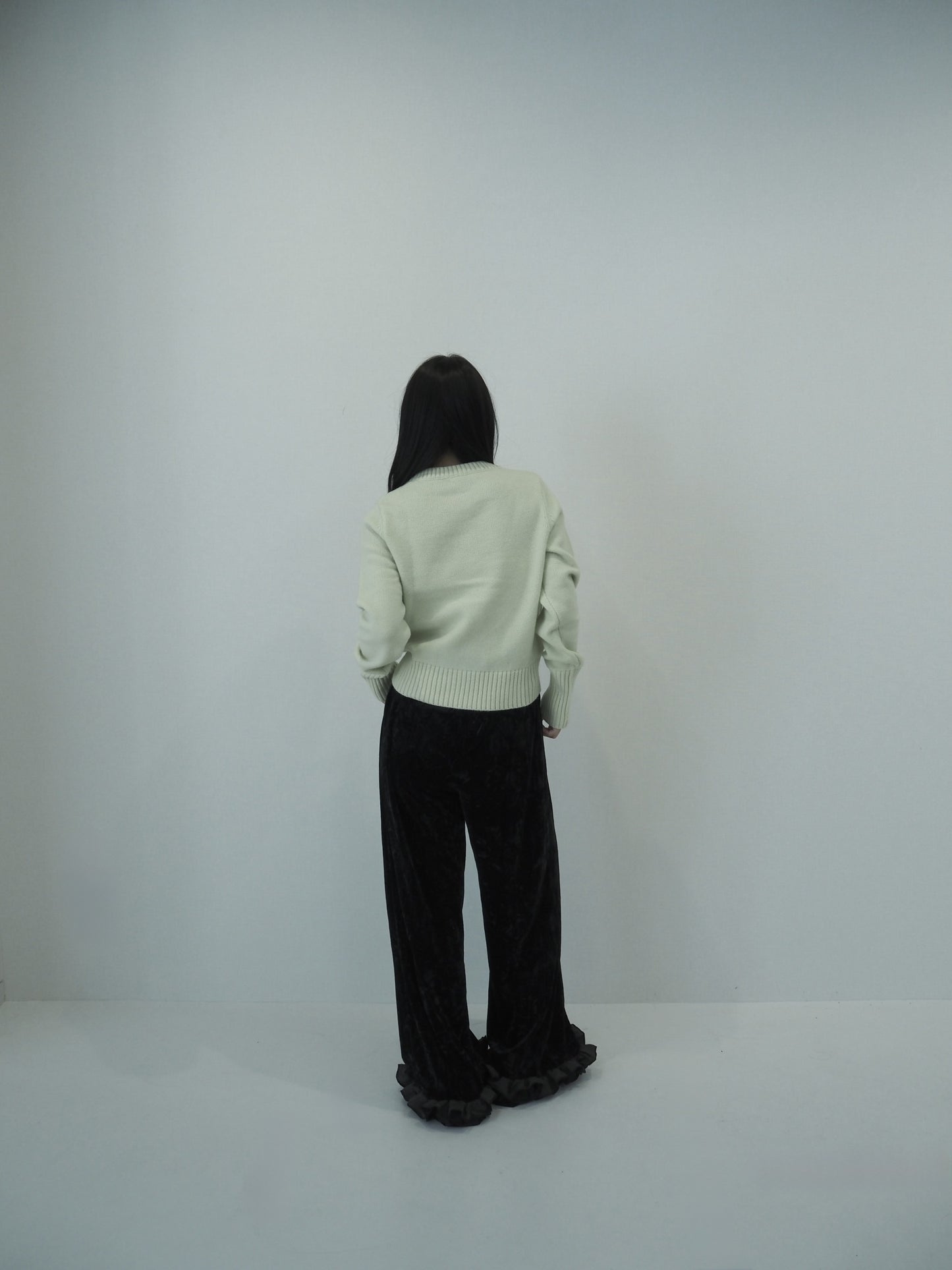 knit pocket cardigan / lime