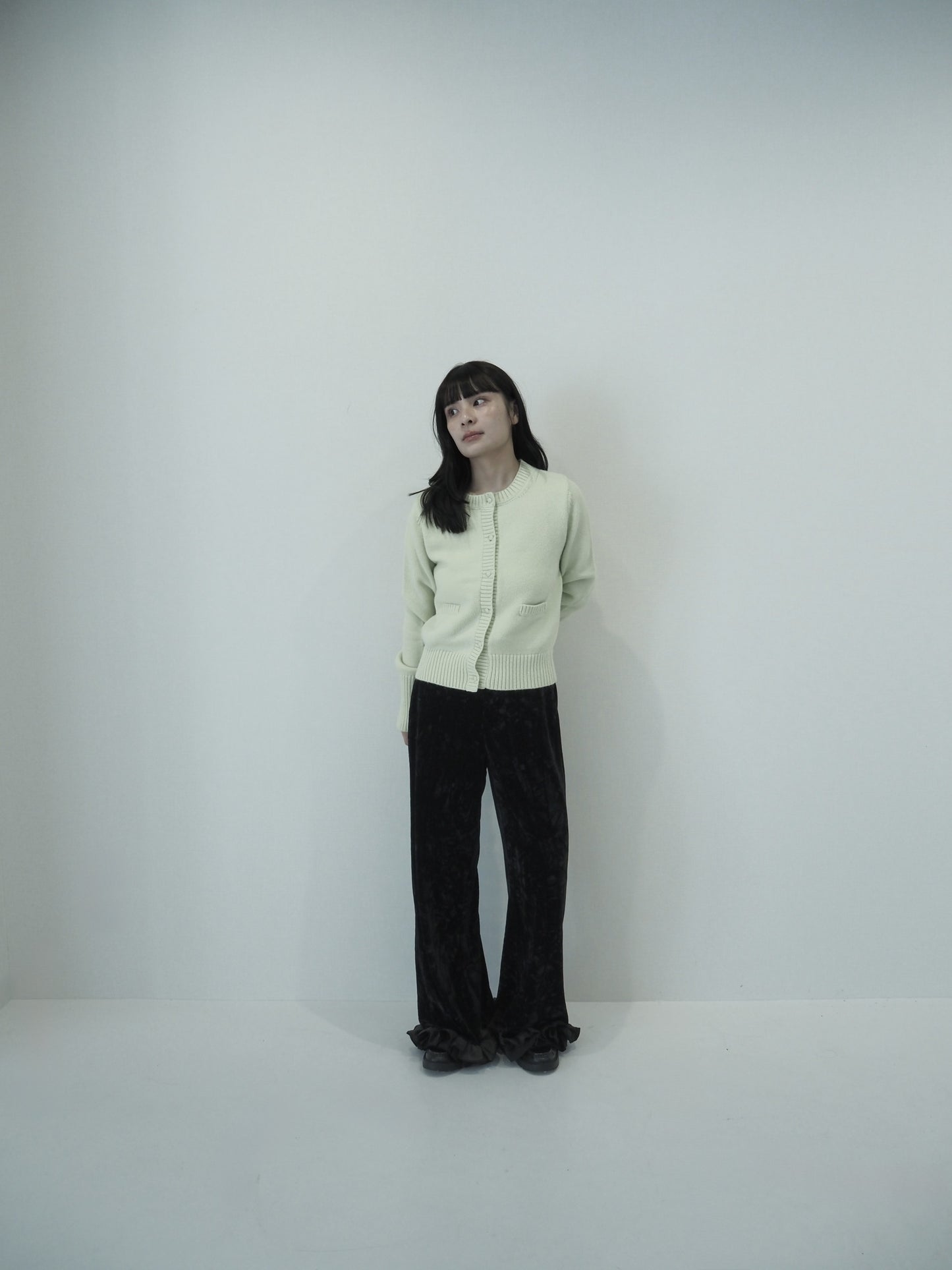 knit pocket cardigan / lime