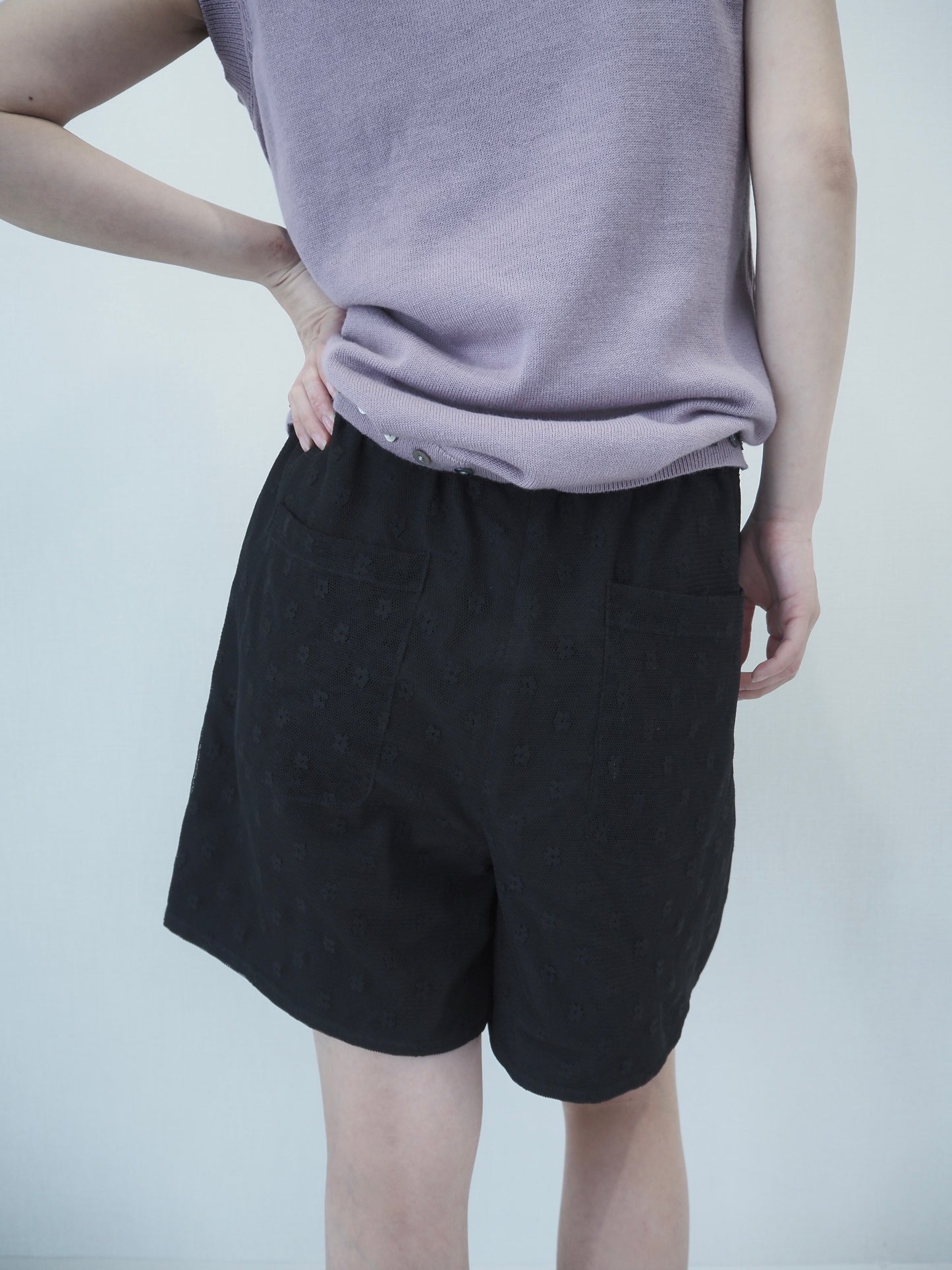Flower tulle culottes / Black
