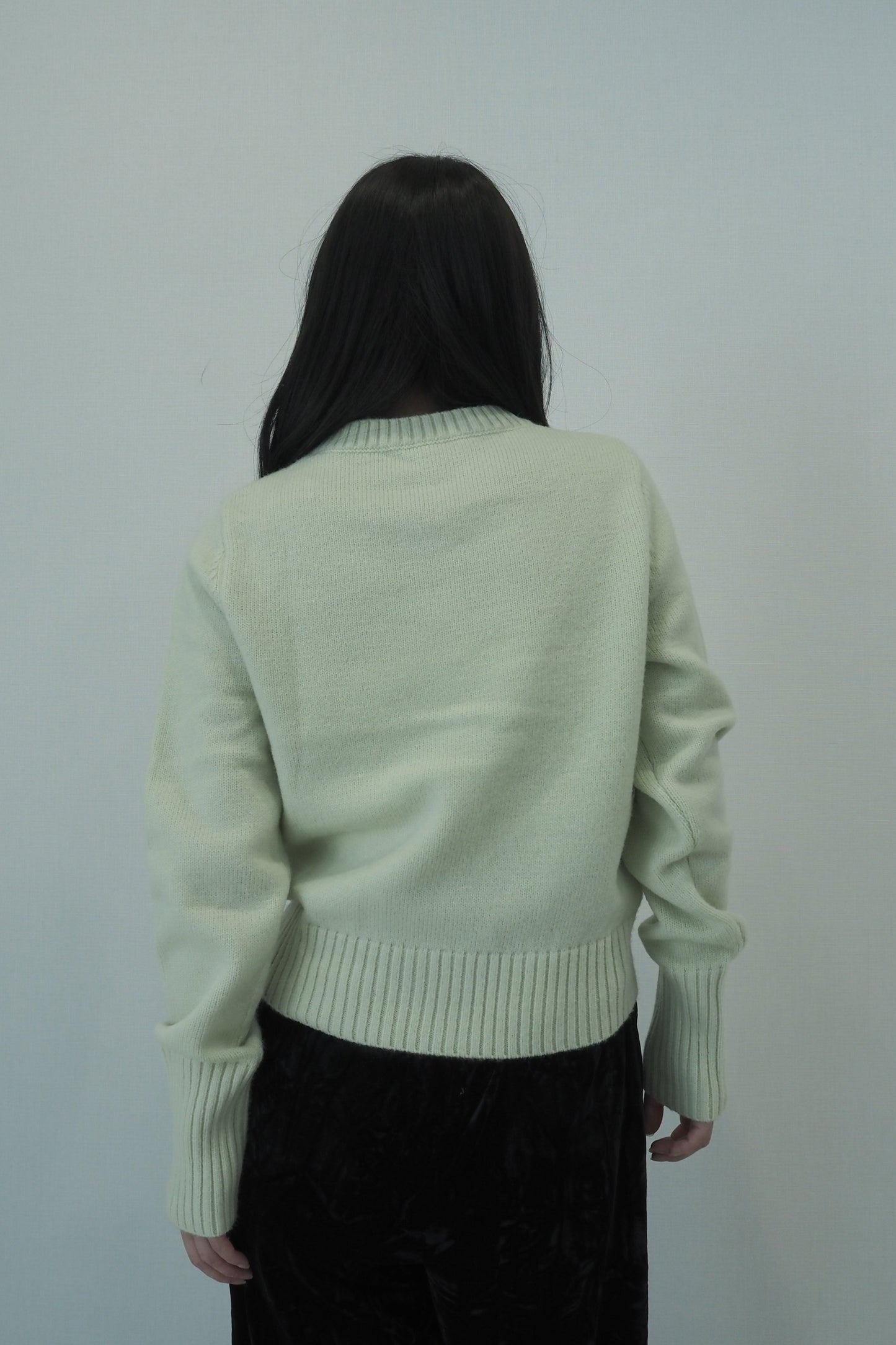 knit pocket cardigan / lime