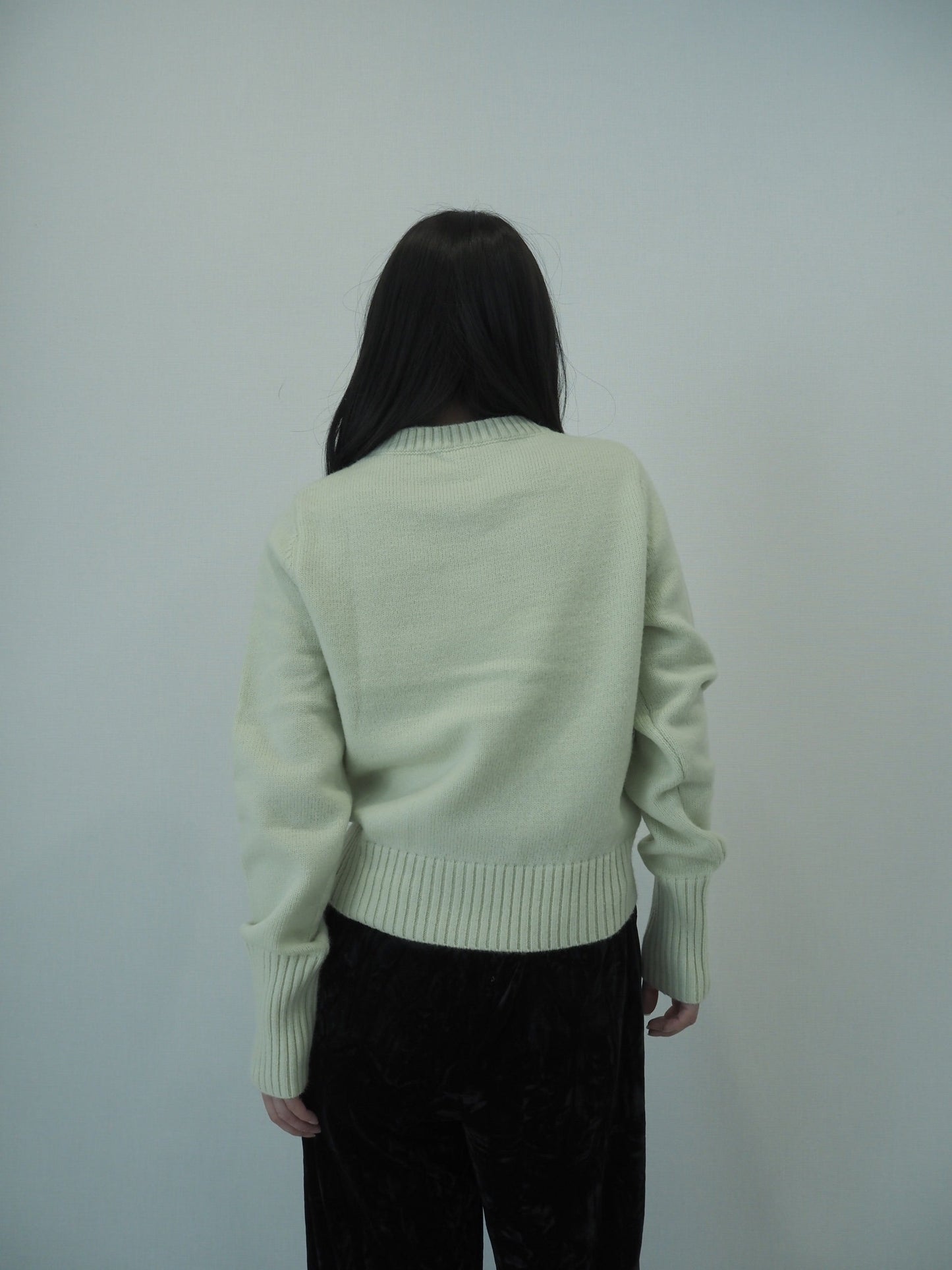 knit pocket cardigan / lime