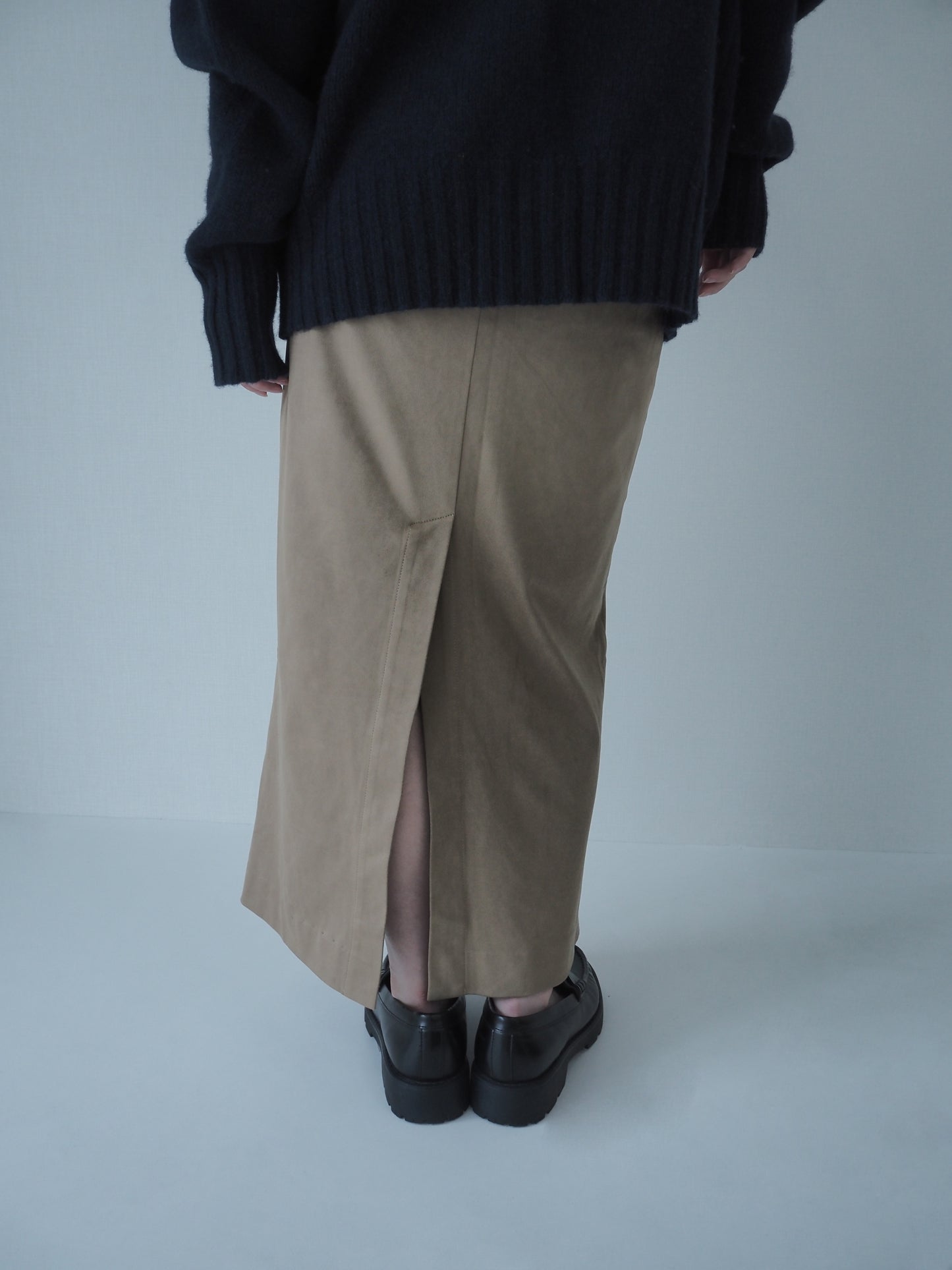 long suede skirt / cinnamon