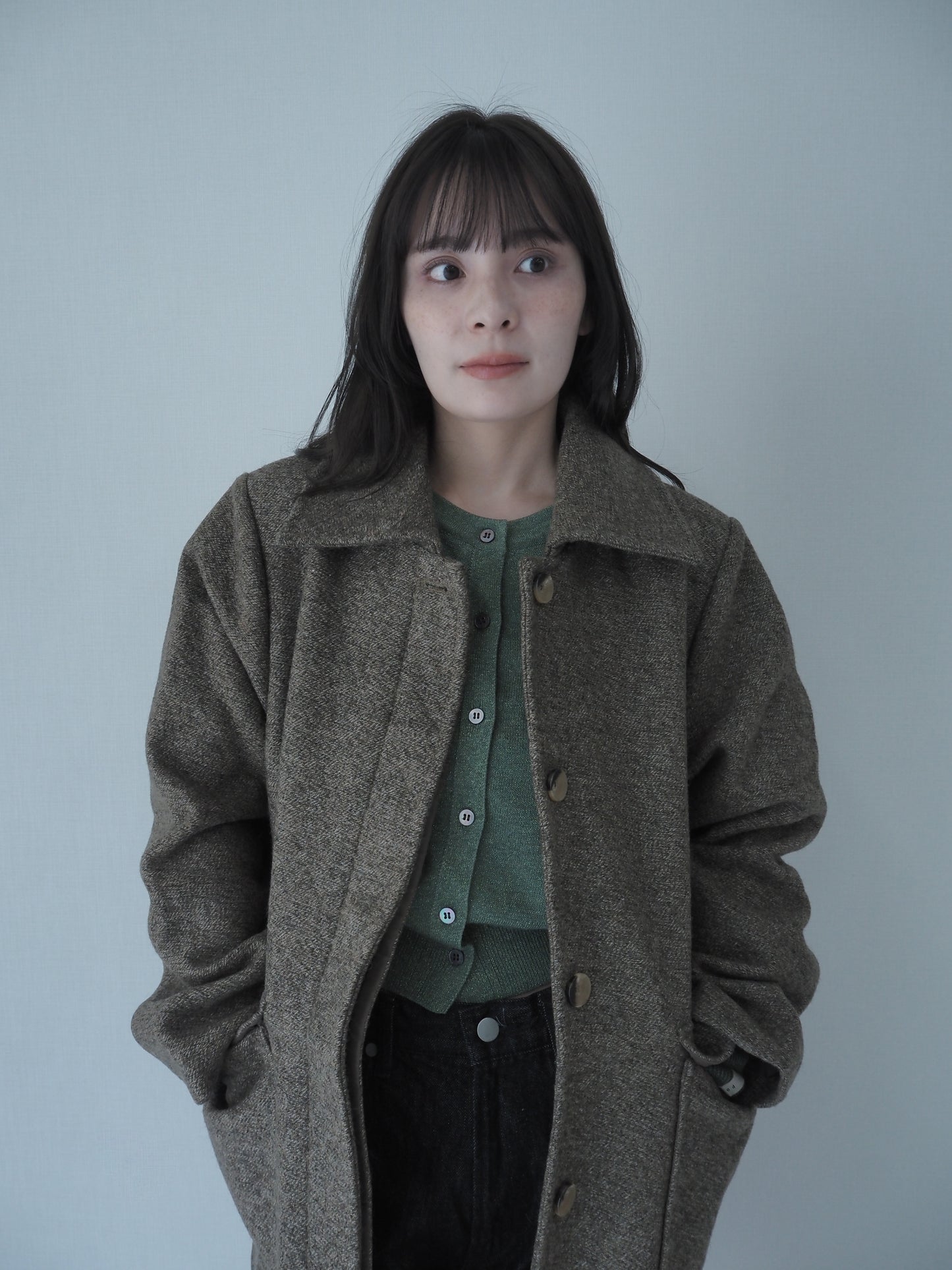 Mix wool soutien collar coat / nougat