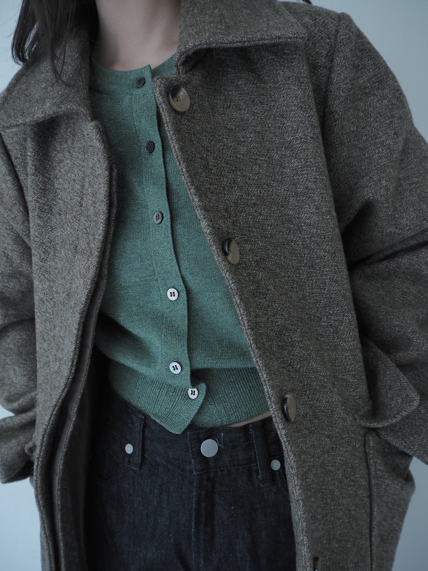 Mix wool soutien collar coat / nougat