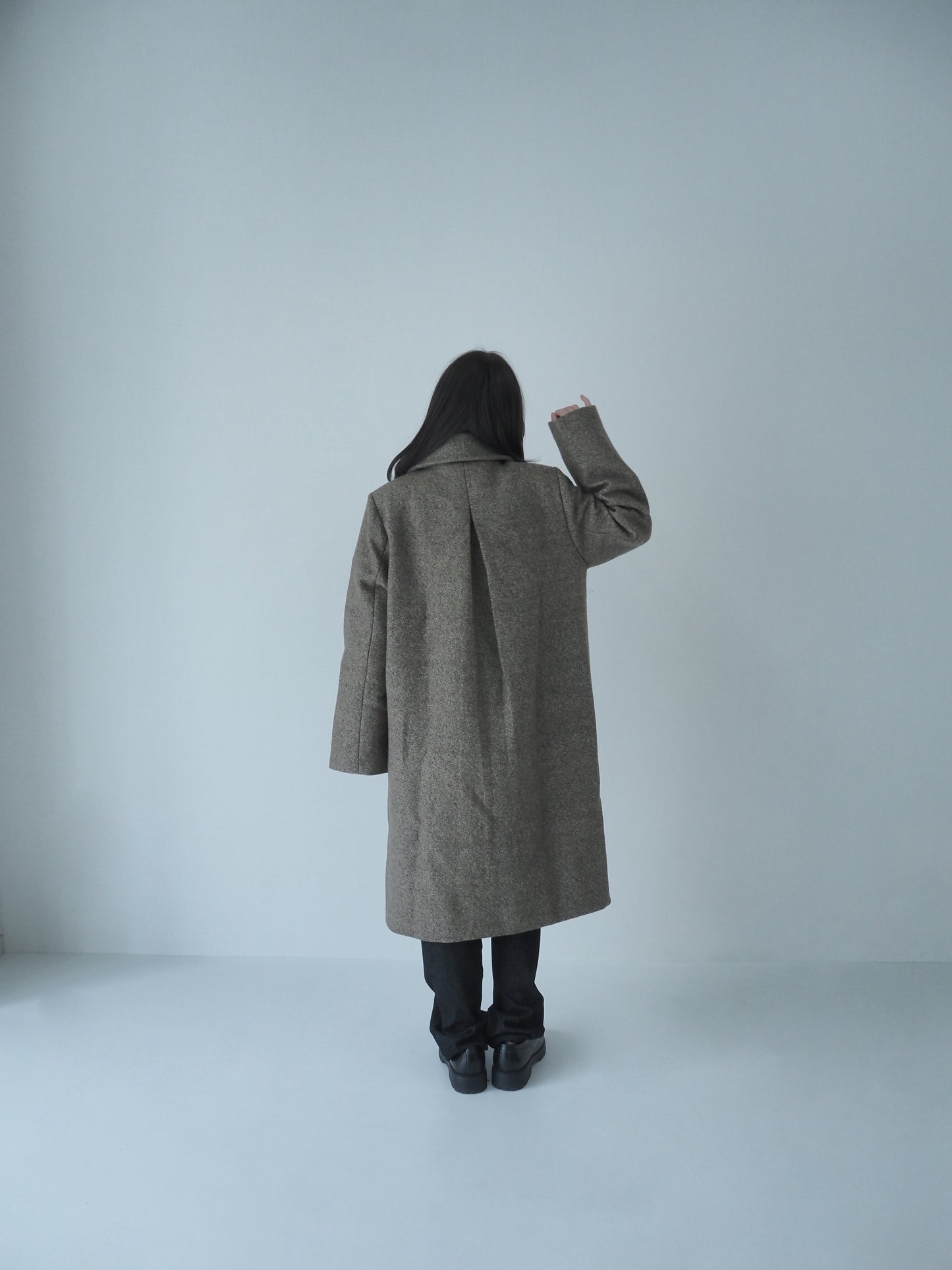 Mix wool soutien collar coat / nougat