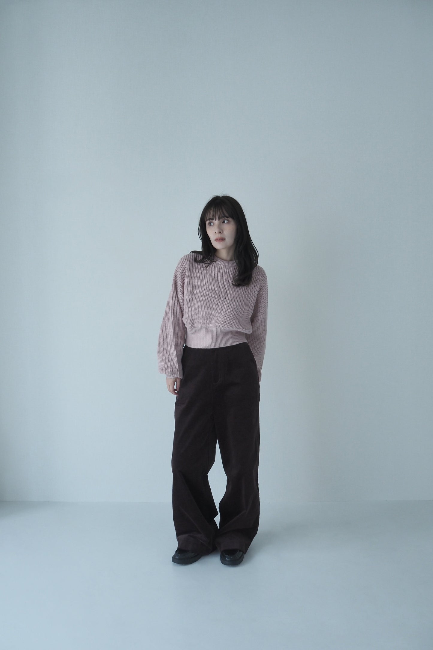 corduroy wide pants / plum brown