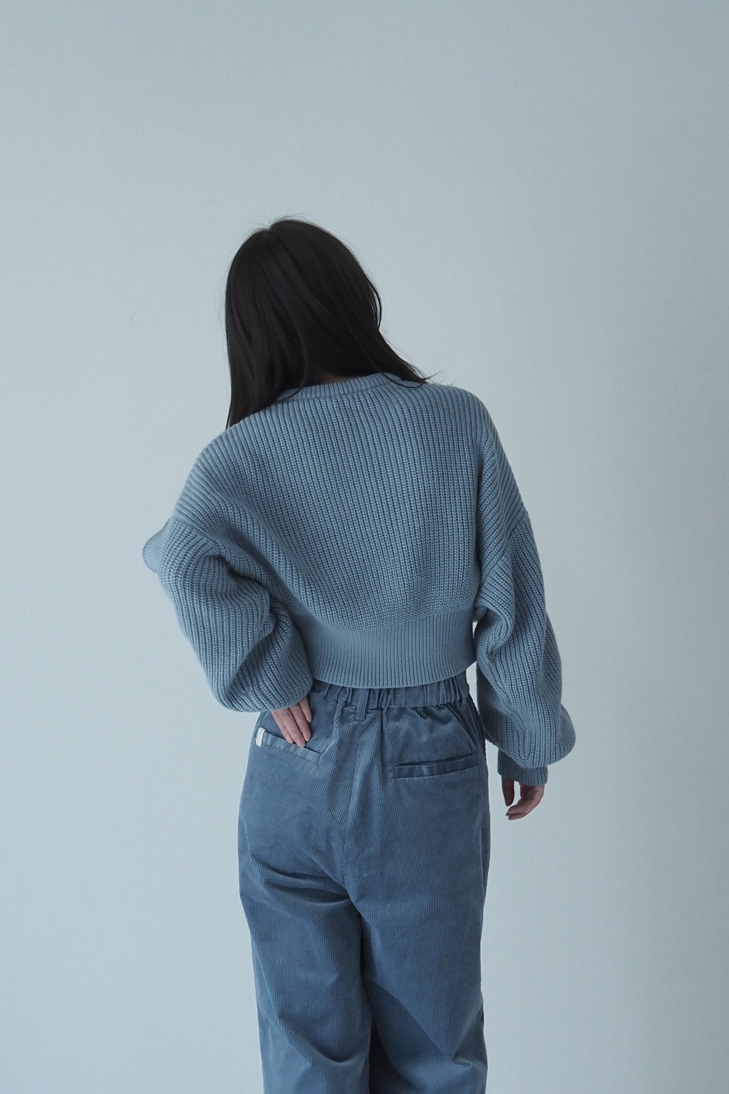 Low gauge knit pullover / blue