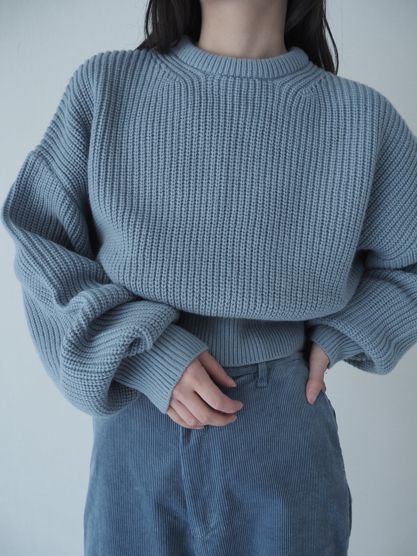 Low gauge knit pullover / blue