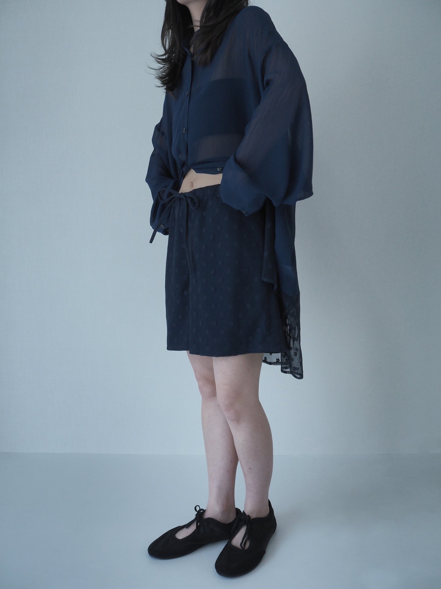 Flower tulle culottes / Navy