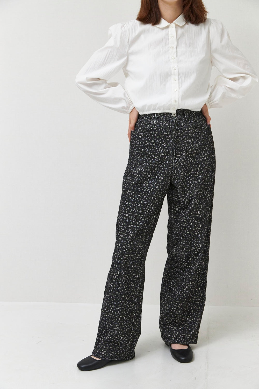 Soft corduroy wide pants / Bouquet